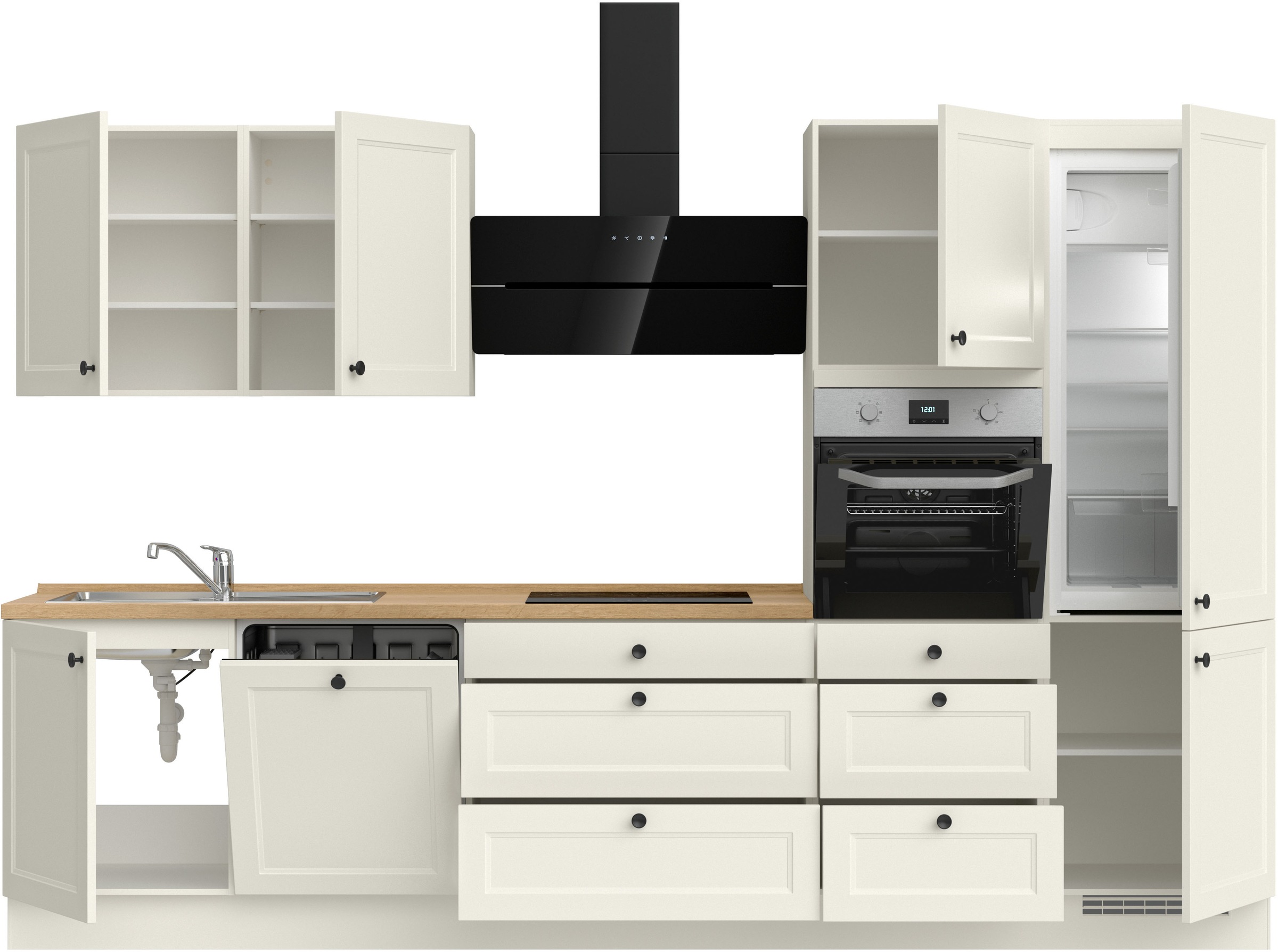 nobilia® Küchenzeile »"Cascada II"«, vormontiert, Ausrichtung wählbar, Breite 330 cm, wahlw. mit E-Geräten