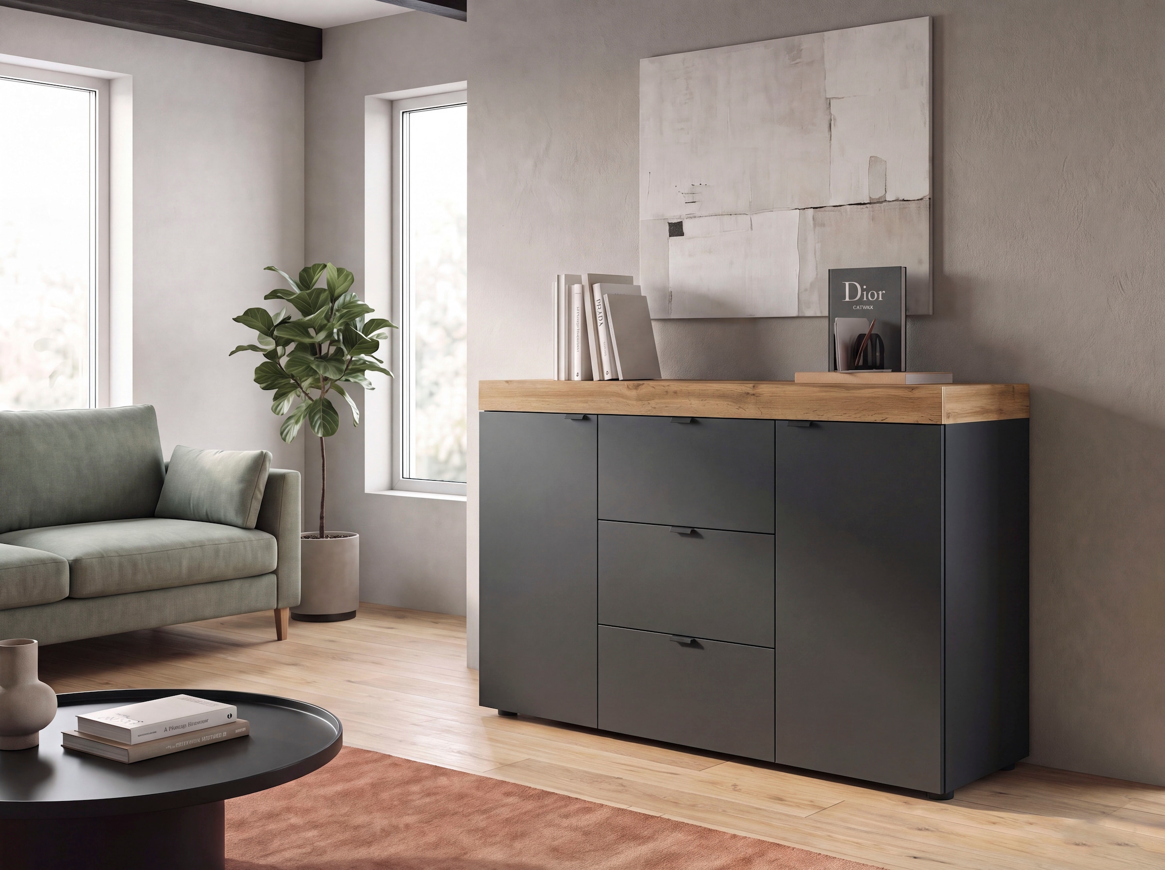 OTTO home Sideboard »MAMBO II, Breite 125 cm, 2 Türen, 3 Schubkästen« 1 Stk. tlg. Sideboard, Kommode, Wohnzimmer, Flur, Arbeitszimmer