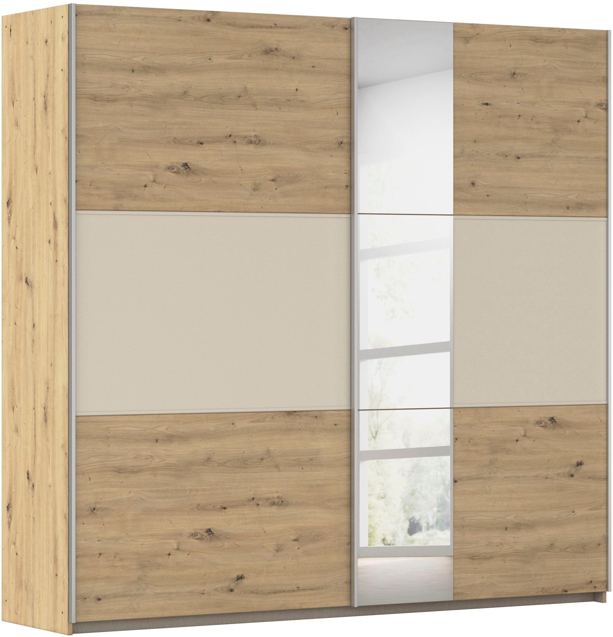 OTTO home Kleiderschrank "Mehrzweckschrank Aktenschrank Möbel Mietswohnung TOPSELLER ASTANA" 3 Ausstattungen BASIC/CLASSIC/PREMIUM (inkl. SOFT-CLOSE-FUNKTION), mit 3 Spiegelelementen, Metallgriffleisten alufarbig MADE IN GERMANY