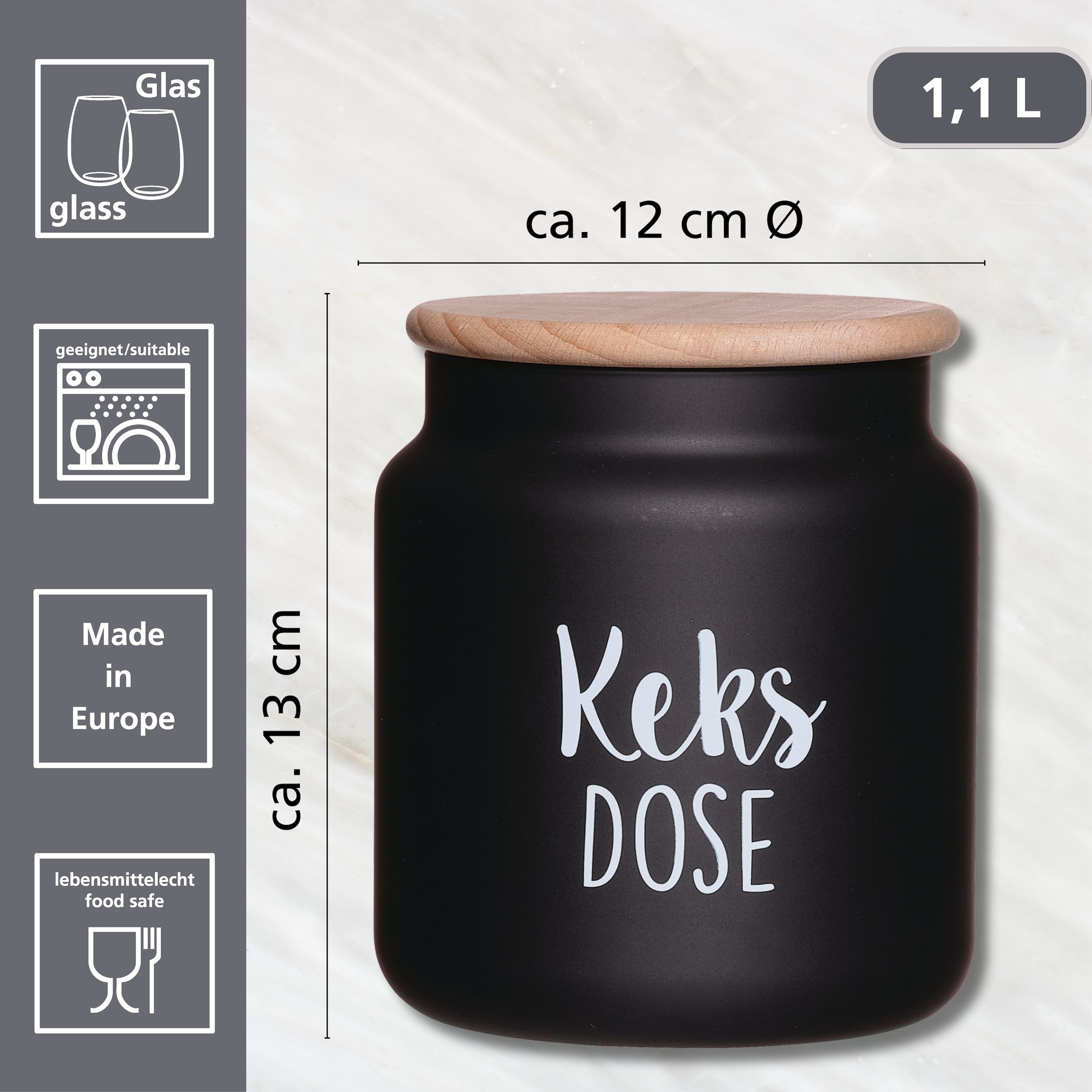 Ritzenhoff & Breker Keksdose »Svart« mit Buchenholz-Deckel