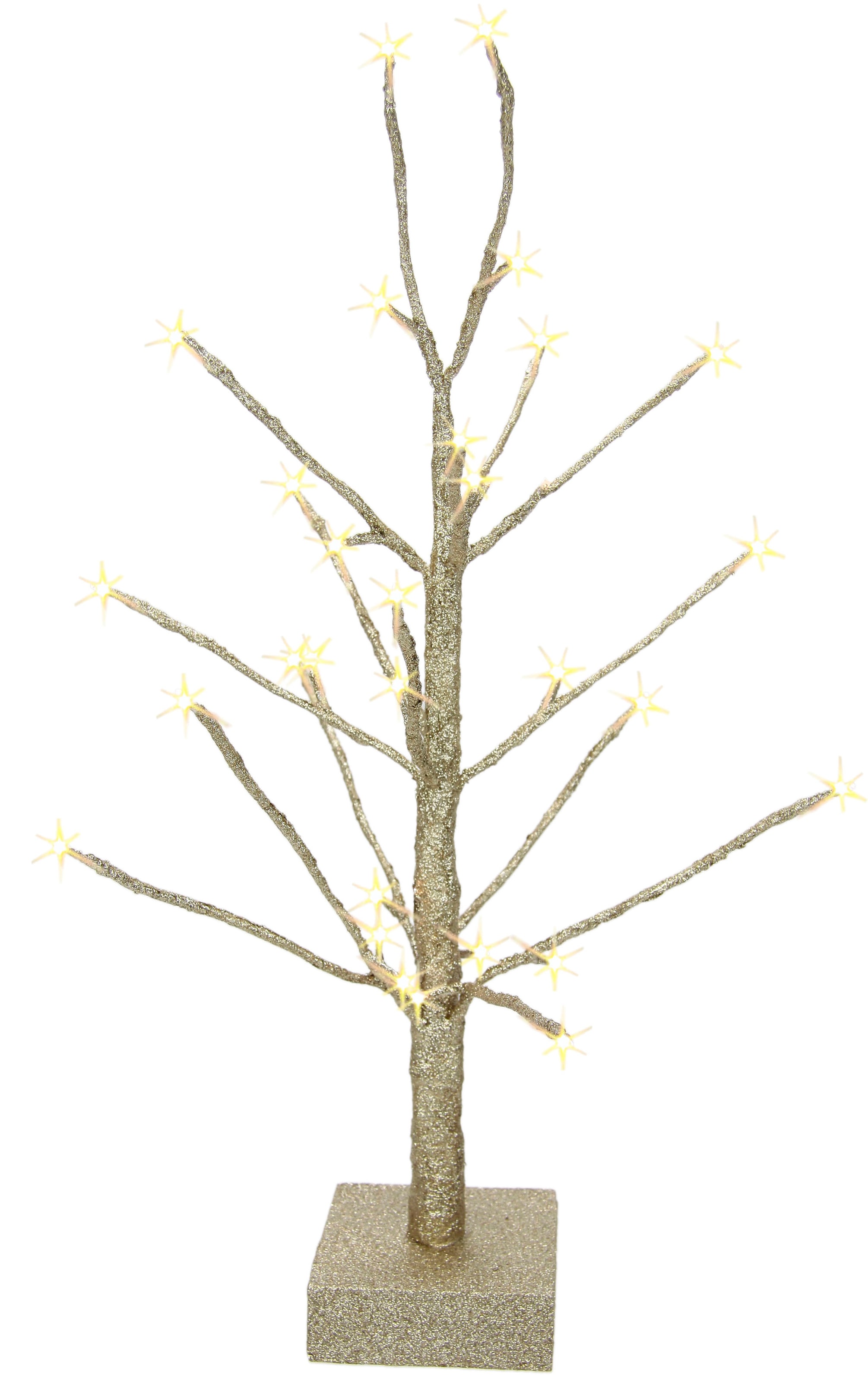 I.GE.A. LED Baum »Künstlicher Weihnachtsbaum, Weihnachtsdeko, Kunstbaum«,  Deko-Baum mit Glitzer aus Holzfuß champagnerfarben, Höhe 65 cm | BAUR
