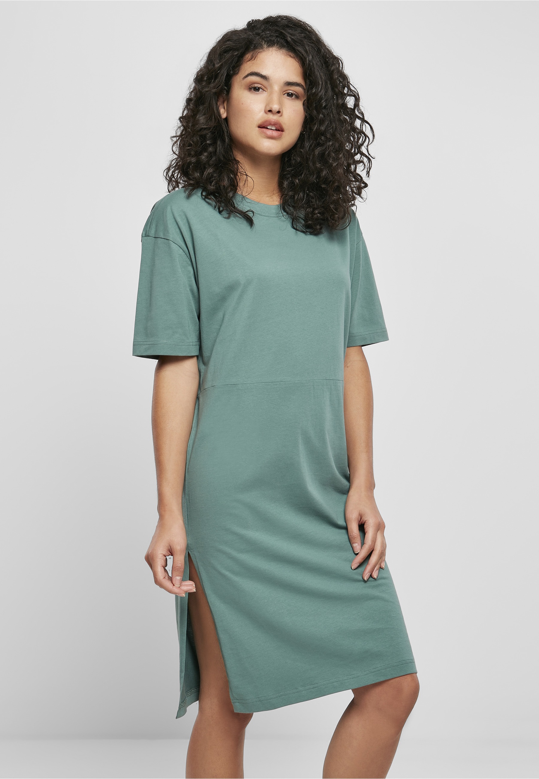 URBAN CLASSICS A-Linien-Kleid »Urban Classics Damen Ladies Organic Oversized Slit Tee Dress« 1 Stk. tlg.
