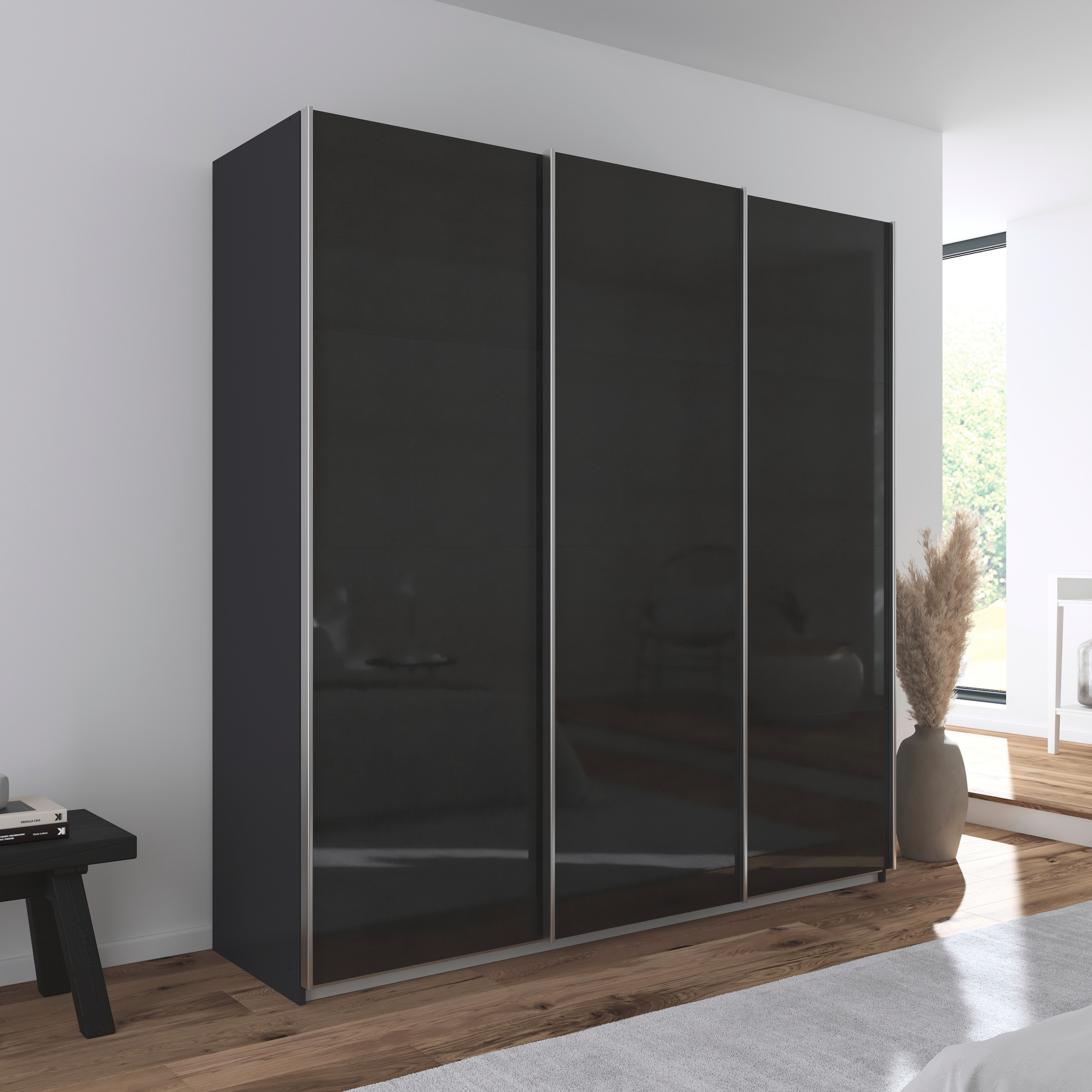 rauch Schwebetürenschrank »Kleiderschrank Schrank Garderobe AGORDO mit Dekor- oder Hochglanzfront«, (in zwei Griff-Farben), durchdachte Innenausstattung, in 4 Breiten und 2 Höhen MADE IN GERMANY