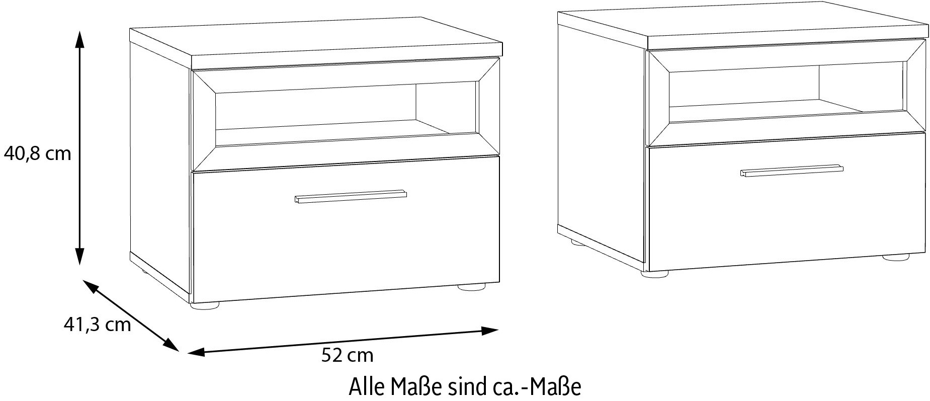 FORTE Nachtkommode »MAYACUS«, Nachtkommode, Stauraum, Schublade, offenes Fach