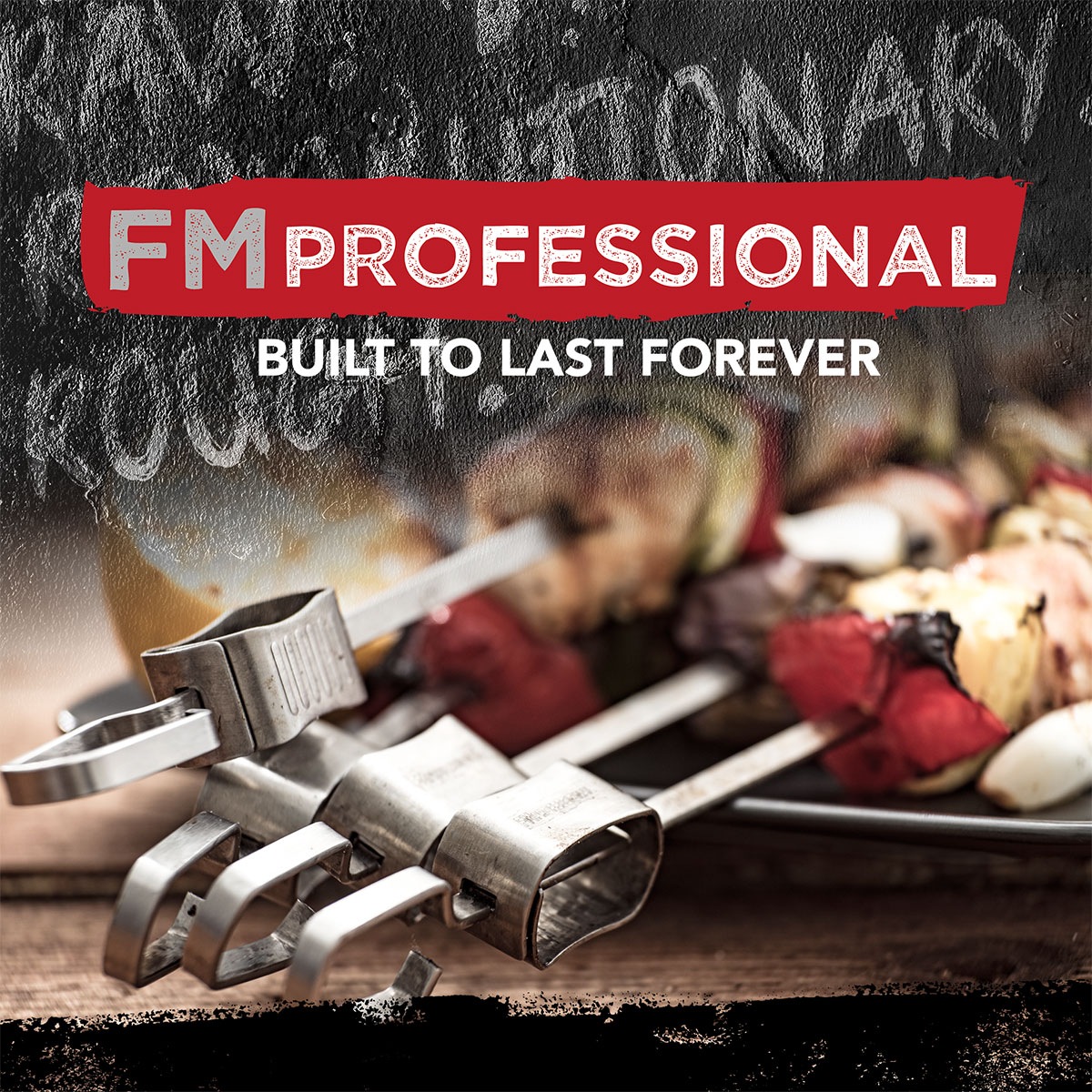 FMprofessional Grillspieß »Grill-Spieße mit Halterung aus Edelstahl - Inklusive Abstreifer« 4 XXL Spieße mit Halter für den Grill – Zubehör für Schaschlik & Co