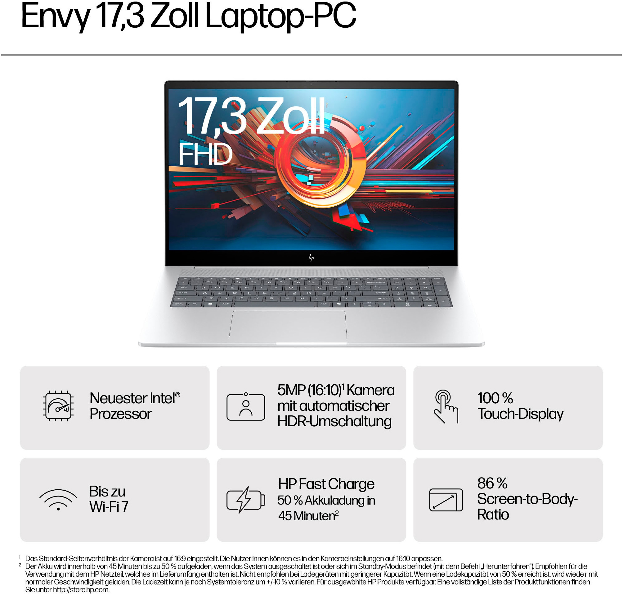 HP Notebook »17-da007«, 43,9 cm, / 17,3 Zoll, Intel, Core Ultra 7, ARC, 512 GB SSD, 17-da0074ng