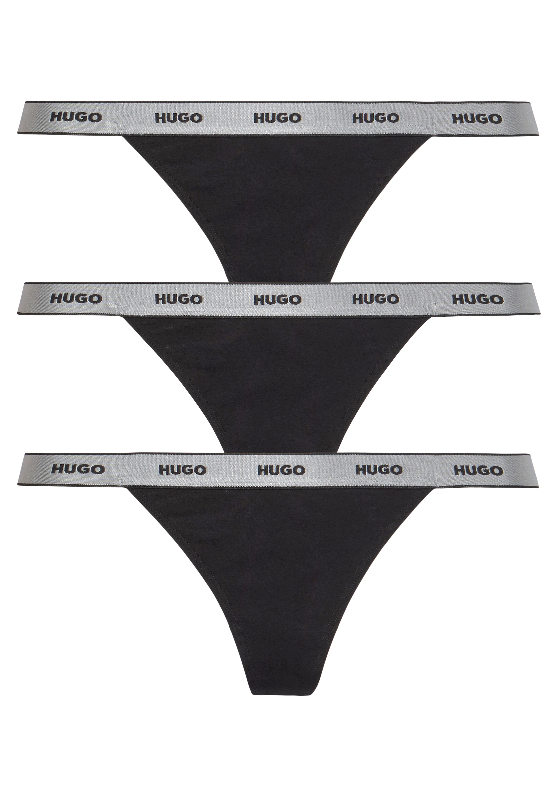 HUGO Underwear String "TRIPLET THONG GIFT", (3 St.), mit Logobündchen