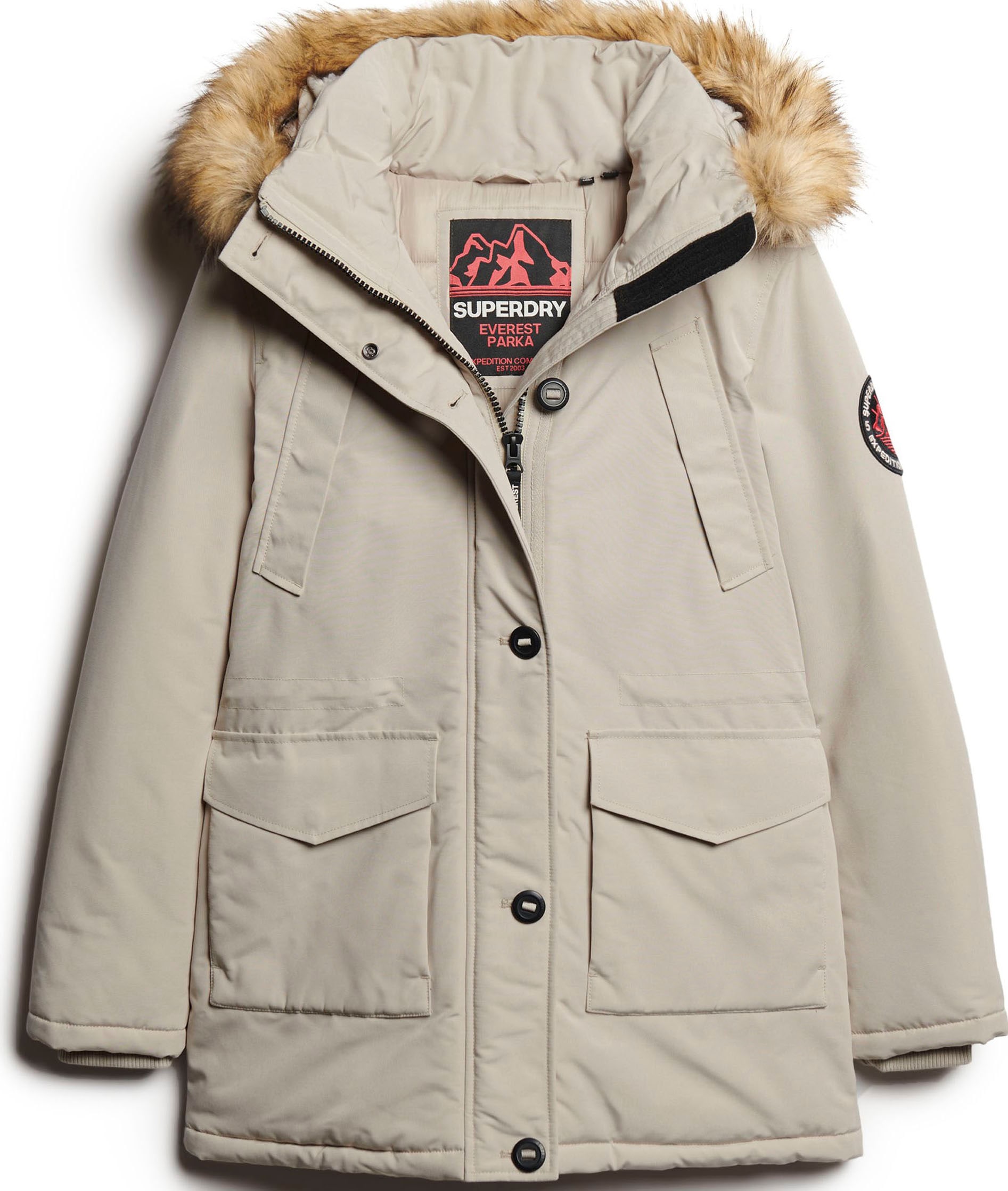 Superdry Langjacke »EVEREST FAUX FUR HOODED PARKA«, mit Kapuze