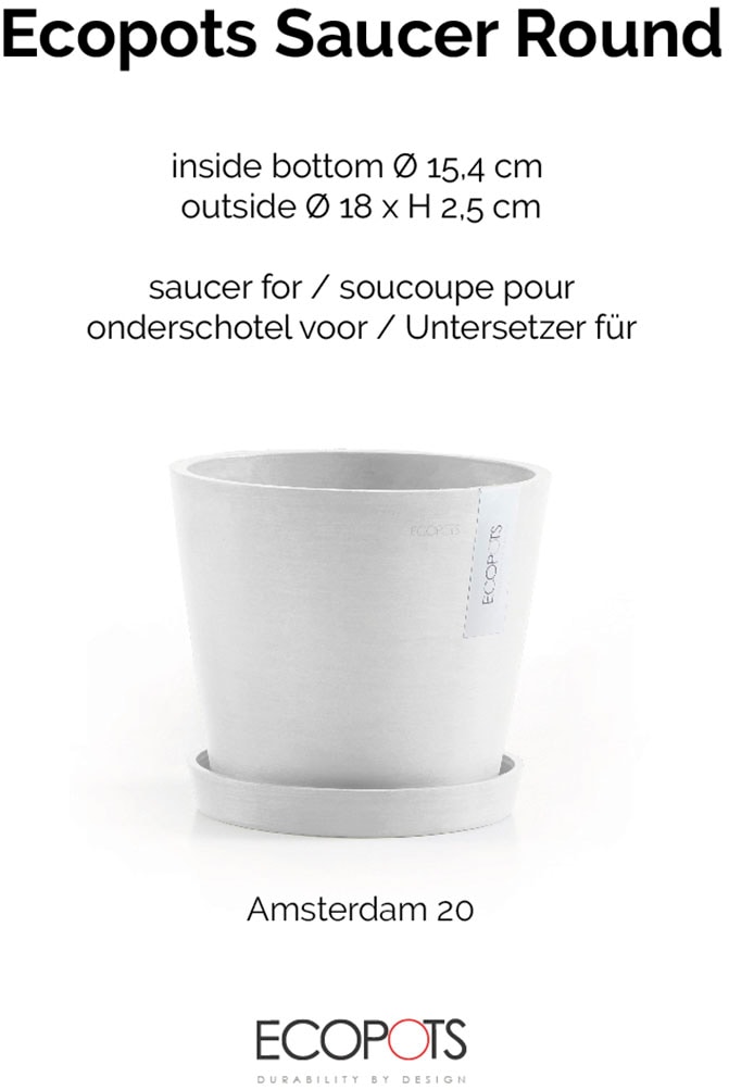 ECOPOTS Topfuntersetzer »Rund 20 Weiß« für innen und außen: frostsicher, bruchsicher und lichtbeständig