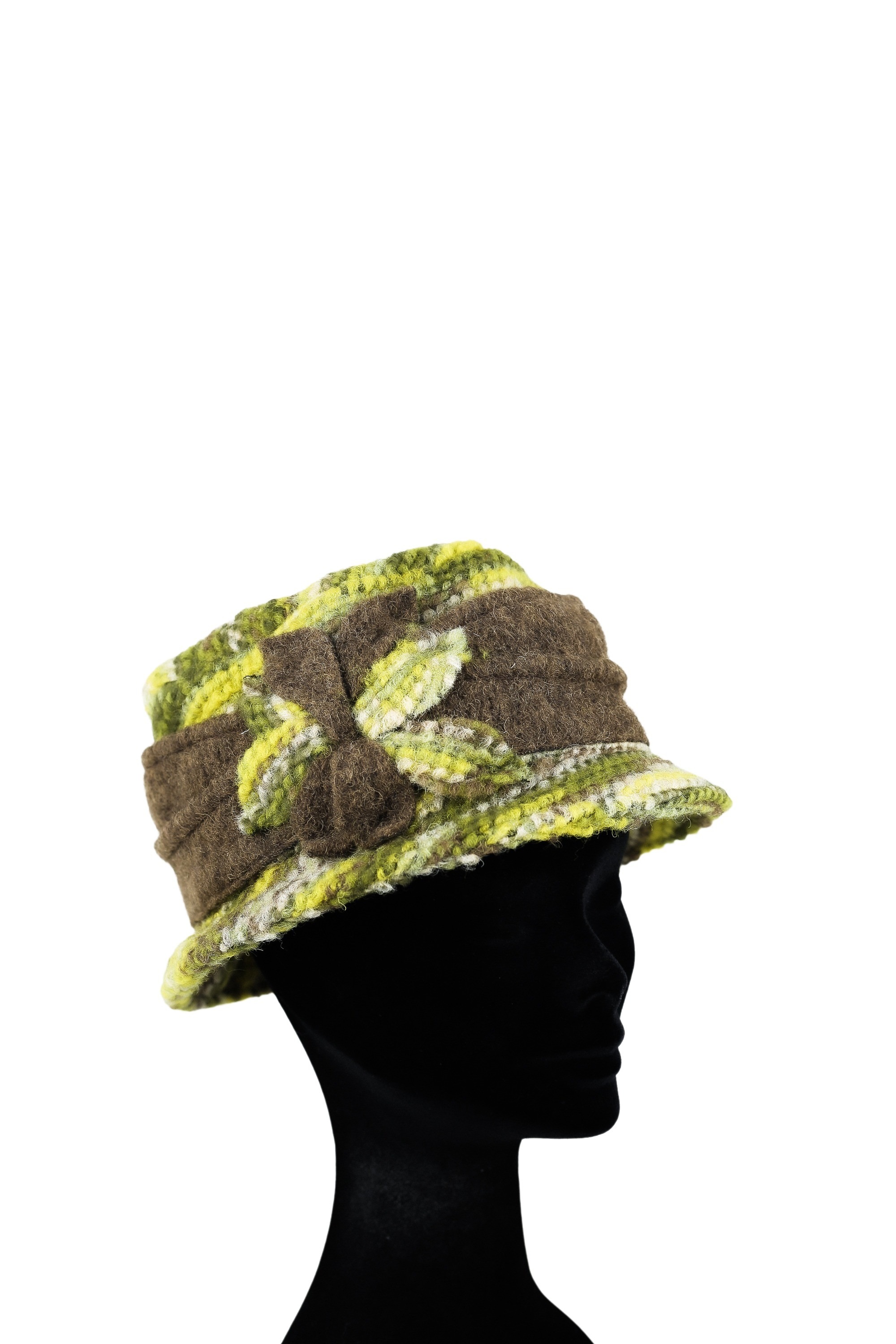 Damen Melonenhut "Floral", grün, COLLEZIONE ALESSANDRO, unifarben, Wolle, Hüte, aus softer Wolle, mit floraler Applikation