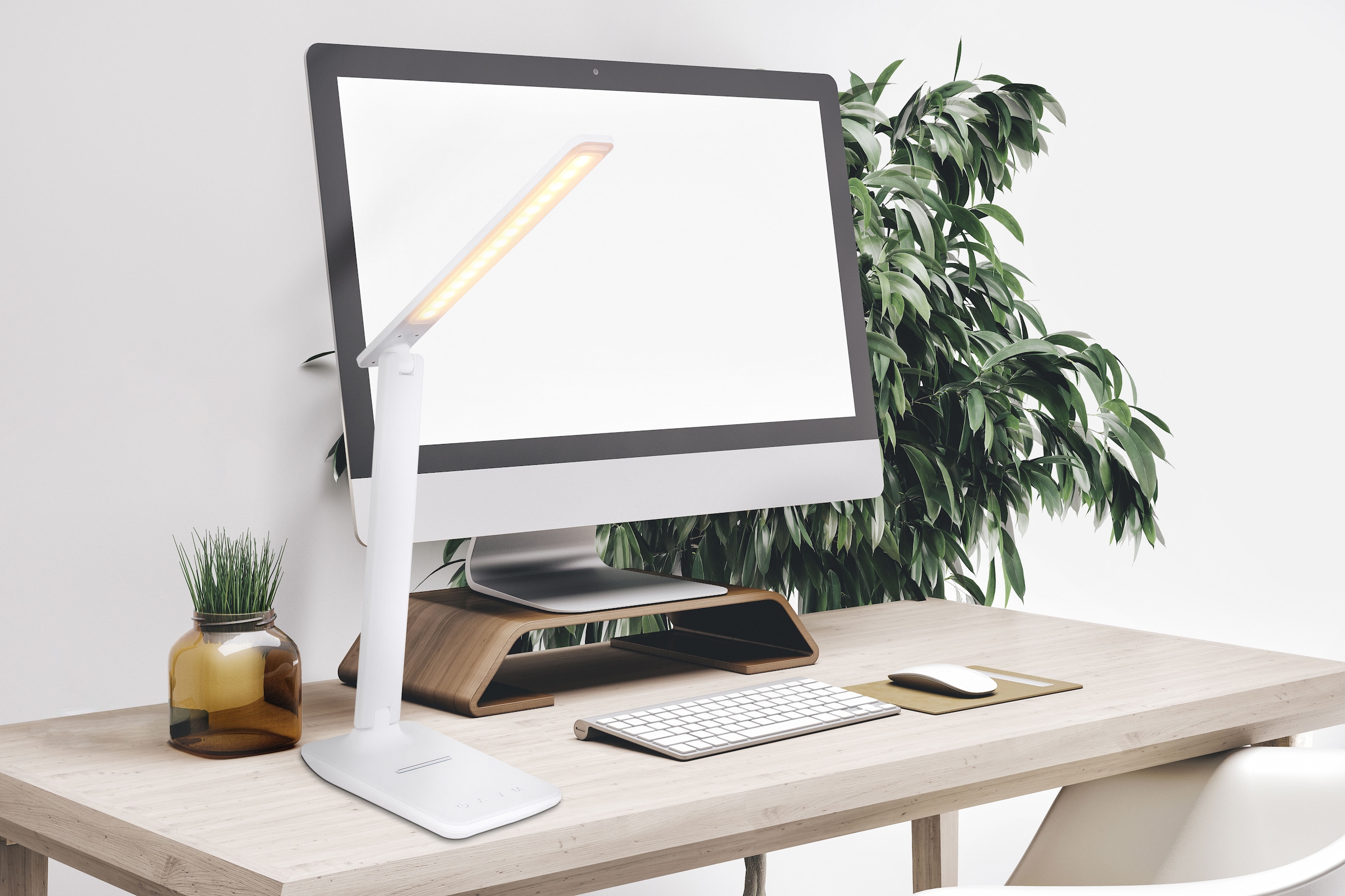 GLOBO LIGHTING LED Tischleuchte »BULLA«, Leuchtmittel LED-Modul | LED fest integriert, Tischlampe/Arbeitszimmer/Bürotischleuchte/weiß