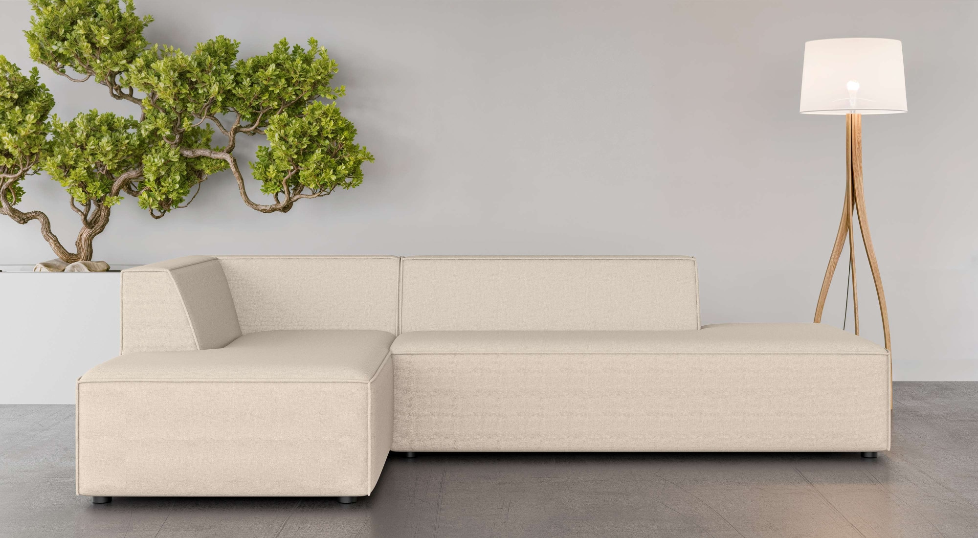 OTTO home Ecksofa "Ecksofa Cavan mit Ottomane links oder rechts bestellbar" L-Form mit Wellenunterfederung, Maße B/T/H: 270/180/72 cm