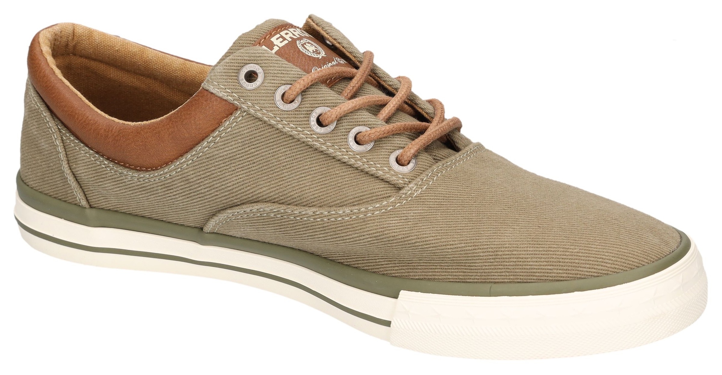 Sneaker LERROS, Herren, Gr. 46, hellkhaki, Textil, kontrastfarbene Details, Schuhe Sneaker, Schnürschuh, Halbschuh, Freizeitsneaker mit weichem Schaftrand 3