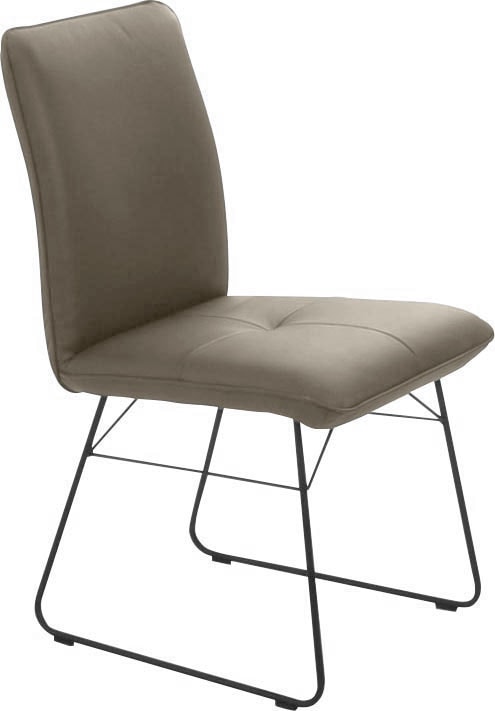 K+W Komfort & Wohnen Kufenstuhl, 1 St., Leder CLOUD, Drahtgestell in Metall schwarz, Griff am Rücken, Steppung im Sitz