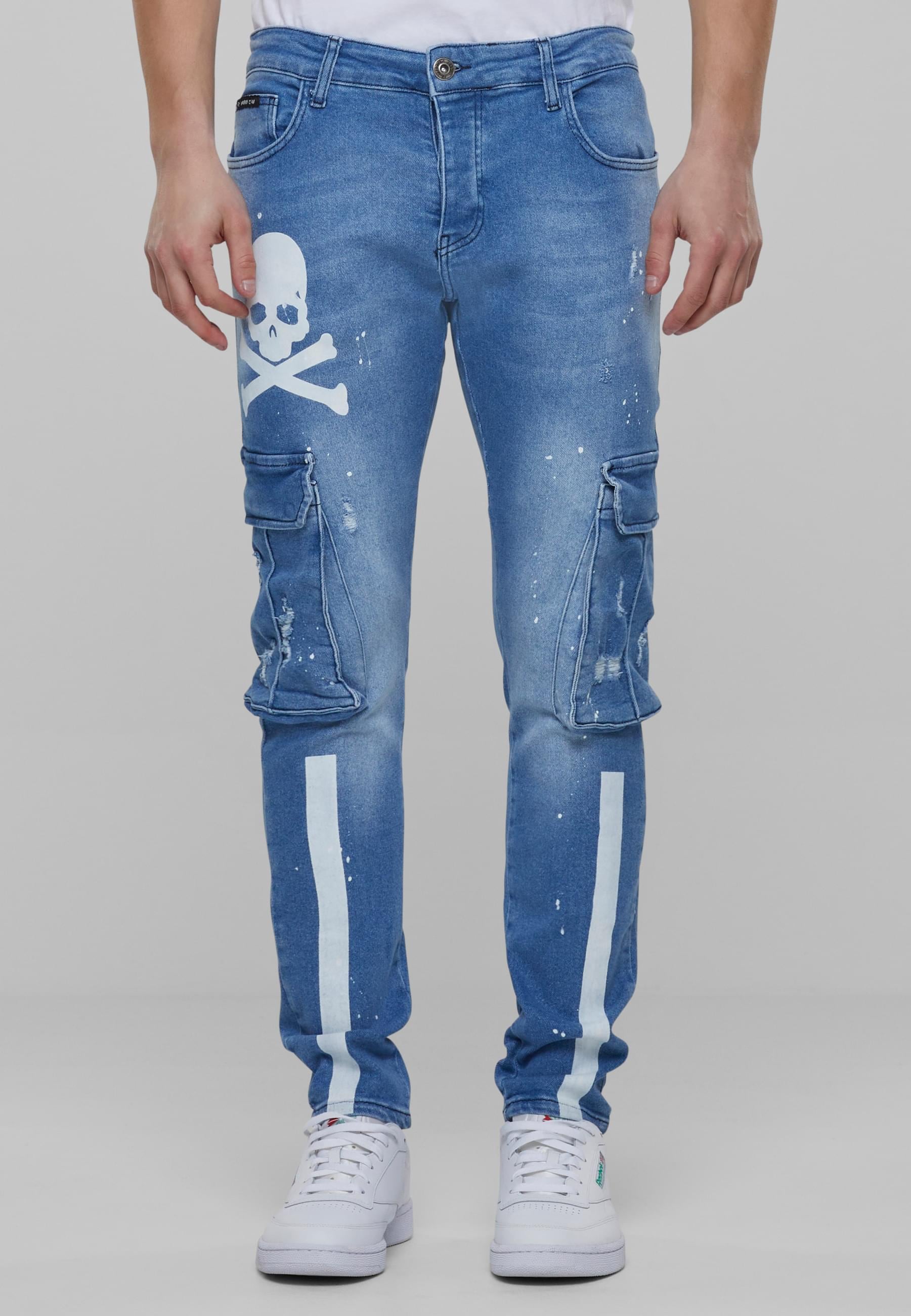 2Y Studios Bequeme Jeans »2Y Studios Herren 2Y Skinny Fit Pocket Cargo Skull Jeans«