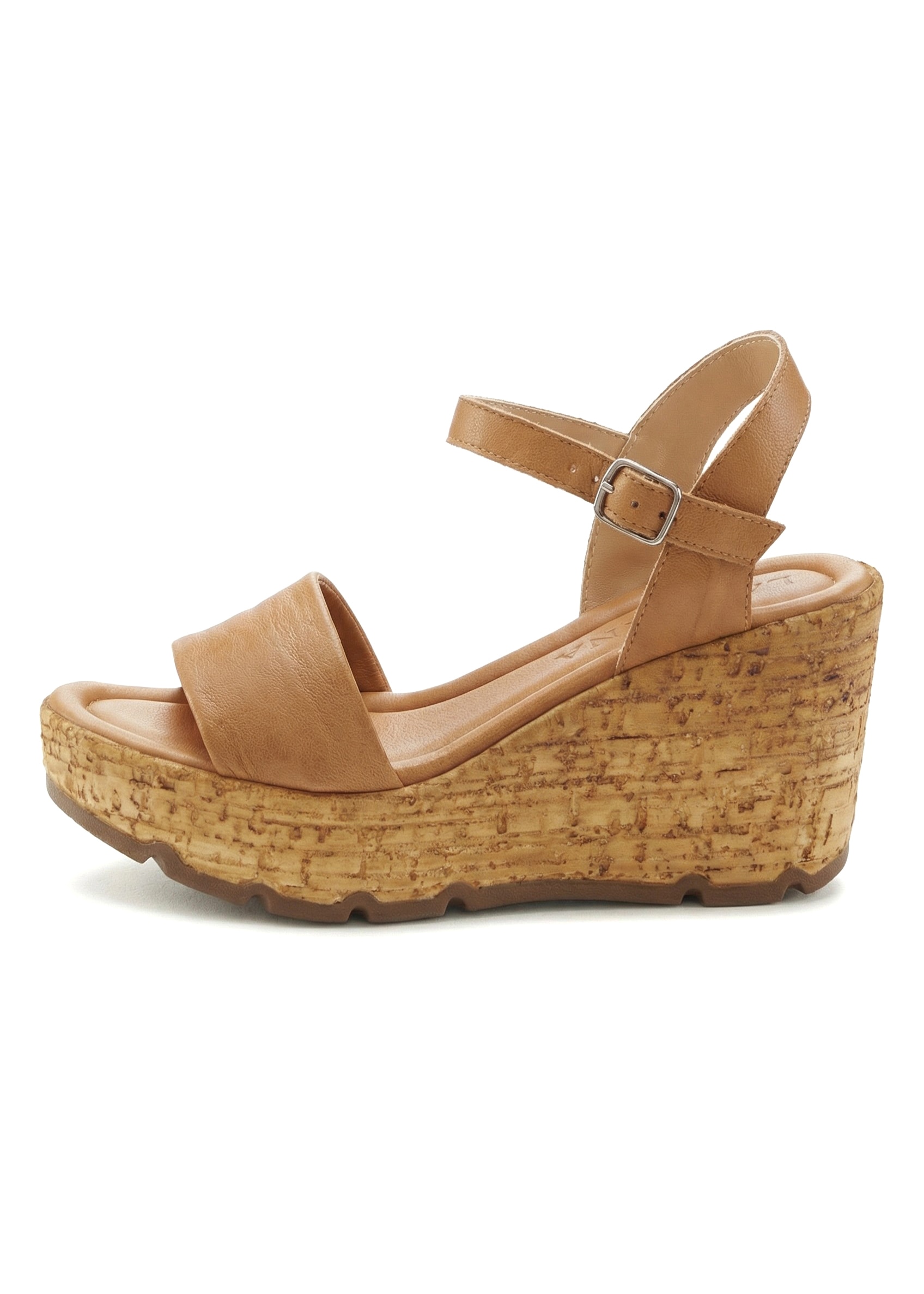 LASCANA Sandalette »Sommerschuh«  Sandale, Sommerschuh, offener Schuh aus Leder mit Keilabsatz