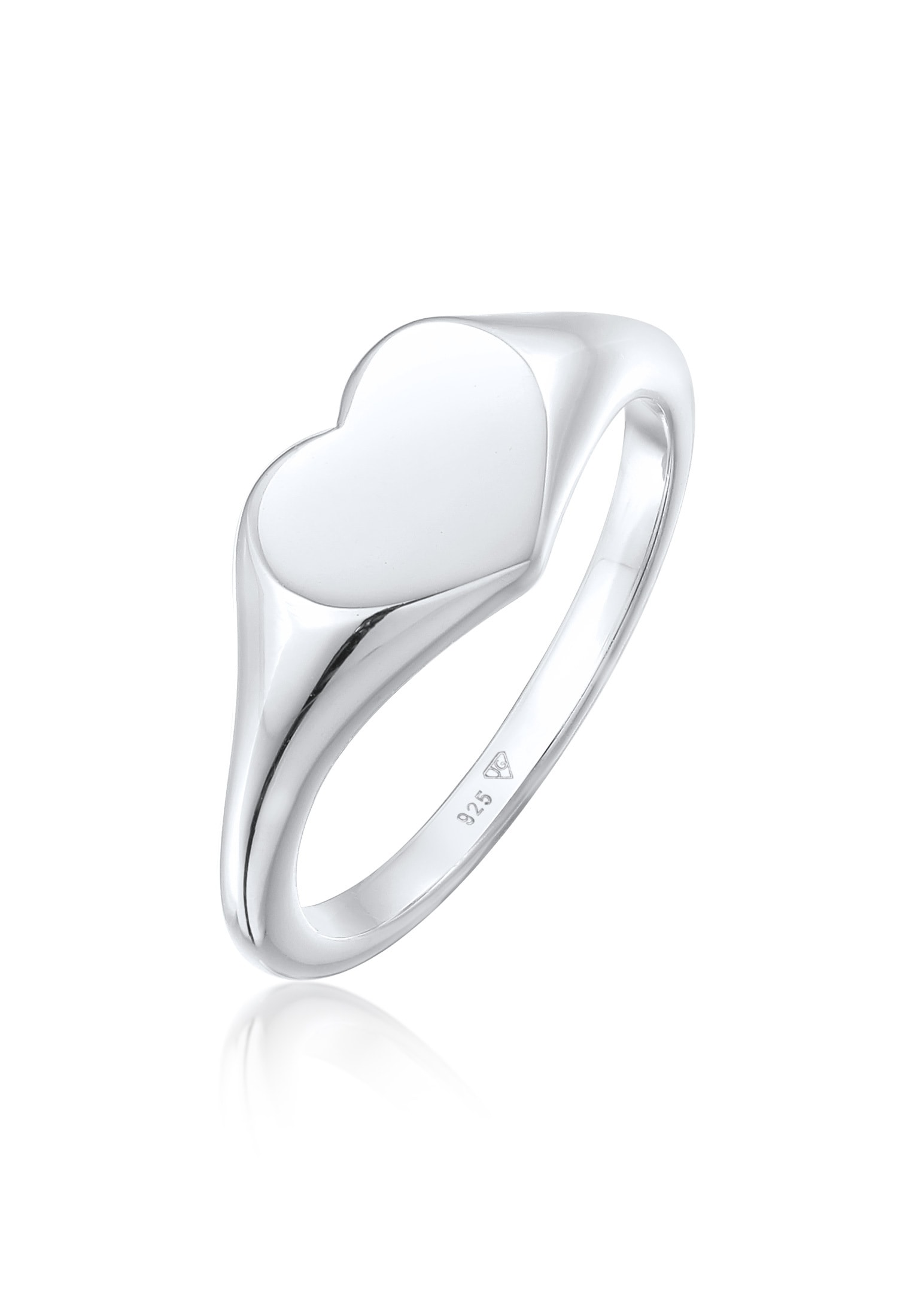 ELLI Damen Siegelring "Ring Herz Liebe Siegelring 925 Silber", 58, ohne Stein, Silber 925 (Sterlingsilber), 10mm, silber, Silber 925