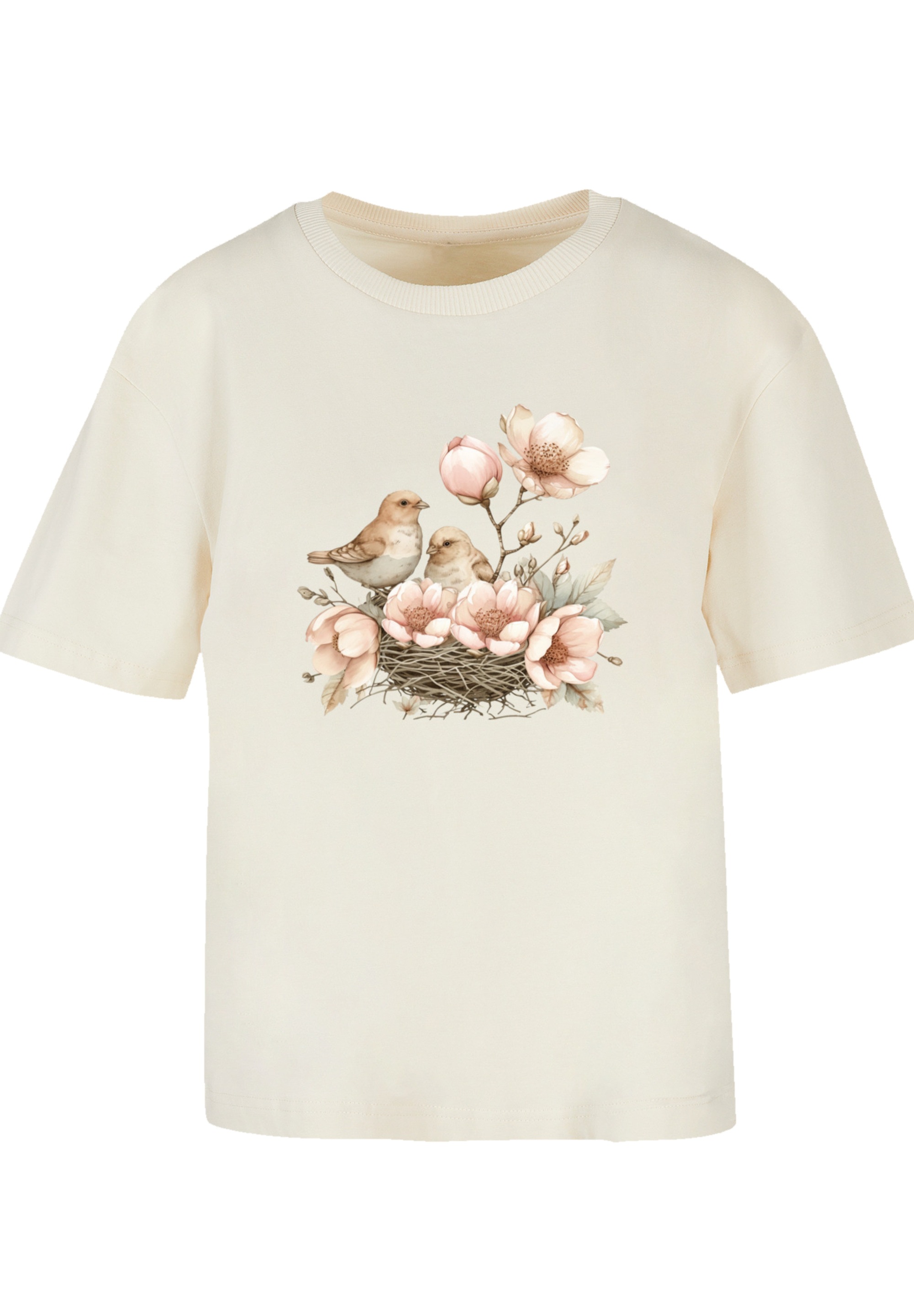 F4NT4STIC T-Shirt »Vogelnest Blumen«, Premium Qualität
