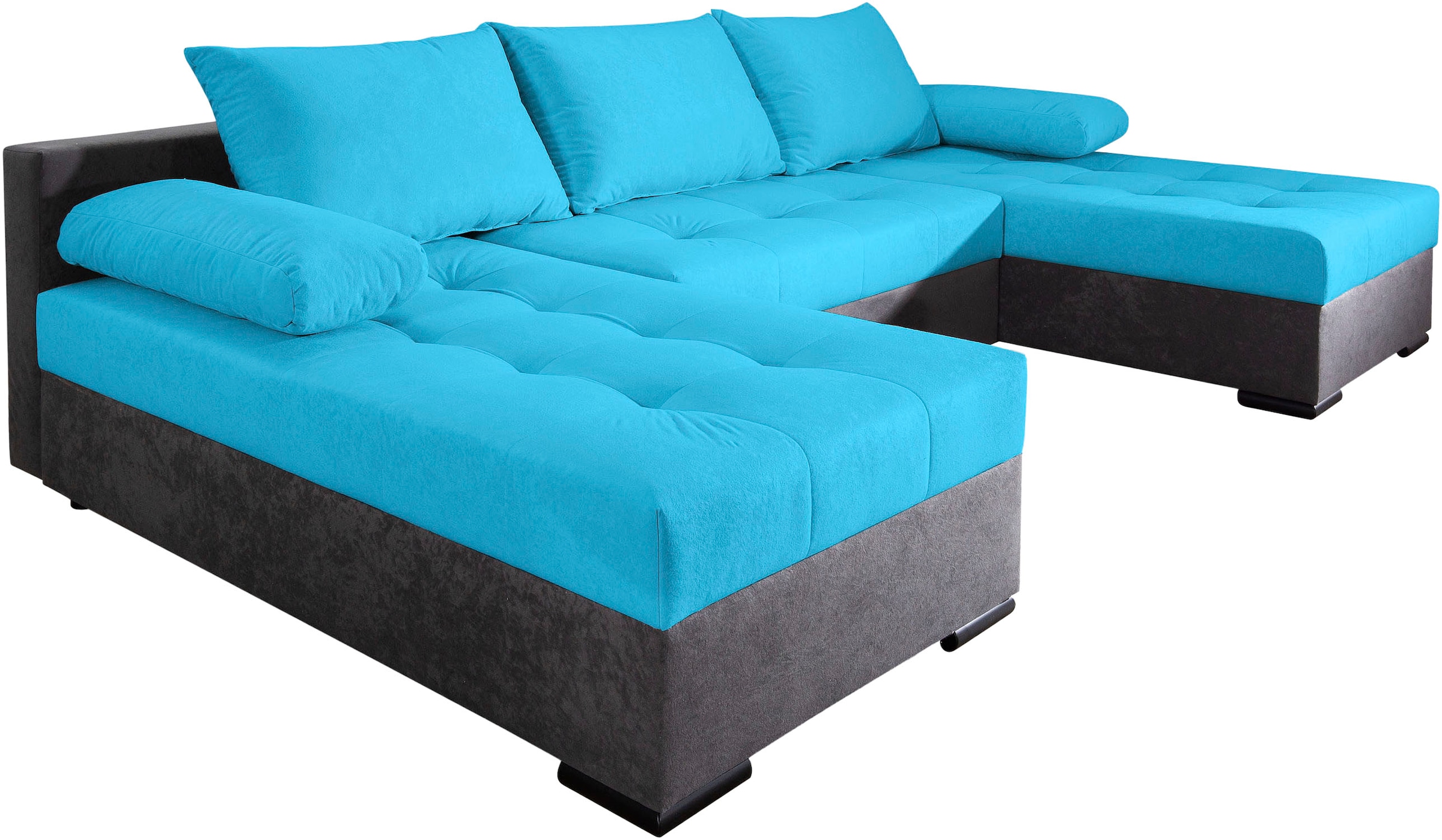COLLECTION AB Wohnlandschaft »Josy U-Form, Breite 269 cm, Flachgewebe, Struktur, Cord & Cord/Mix«, (Cord-/Mix), inkl. Bettfunktion, Bettkasten, mit 3 gleich großen Rückenkissen