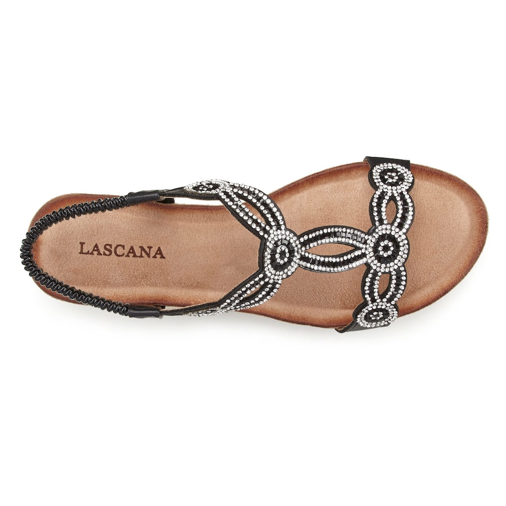 LASCANA Sandale, mit Schmucksteinen, Glitzer, elastische Riemen, Sandalette,Sommerschuh