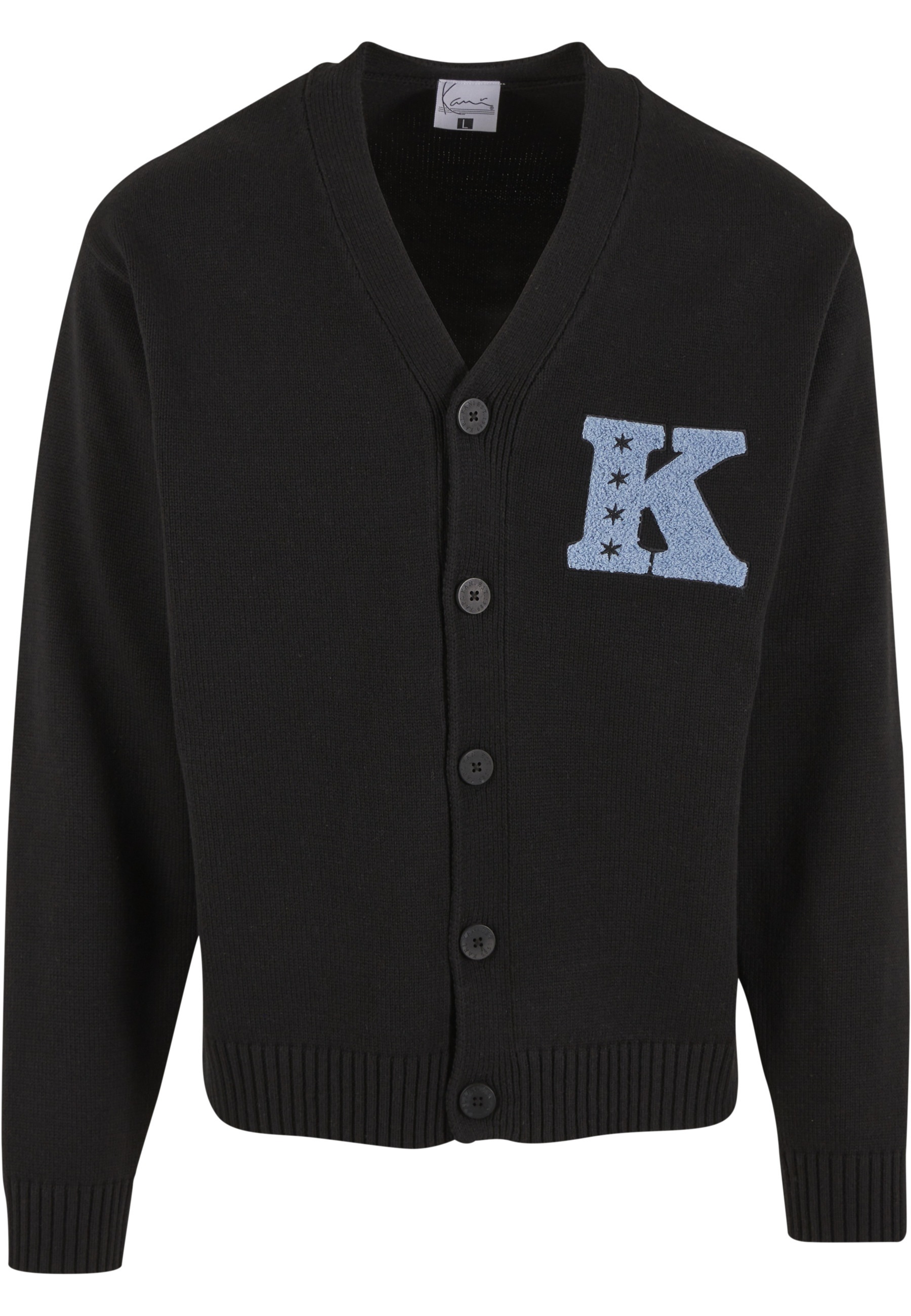 Karl Kani Strickfleecejacke "Karl Kani Star K Knit Cardigan" 1 Stk. tlg. ohne Kapuze