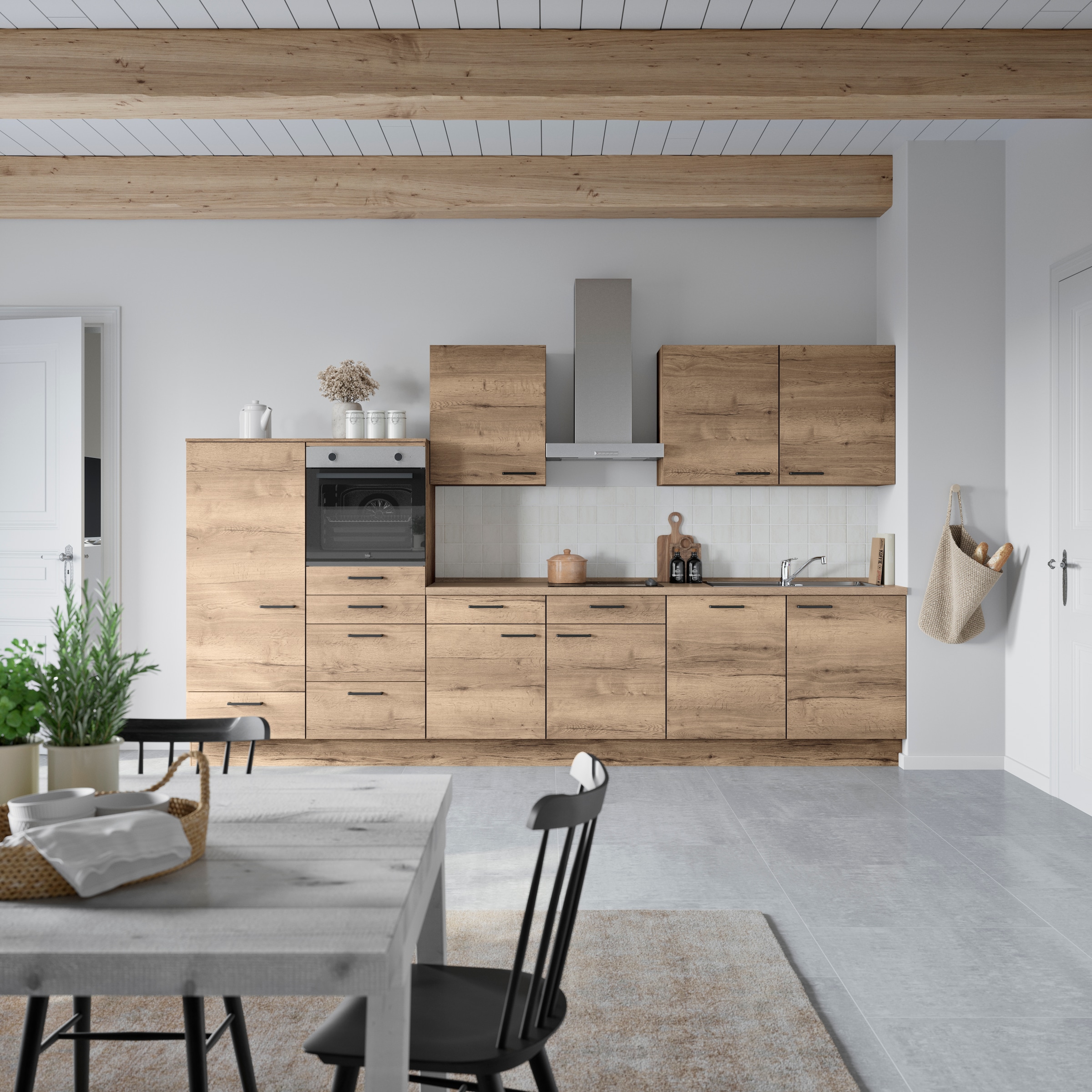 nobilia® Küchenzeile »"Structura I"« vormontiert, Ausrichtung wählbar, Breite 360 cm, wahlw. mit E-Geräten