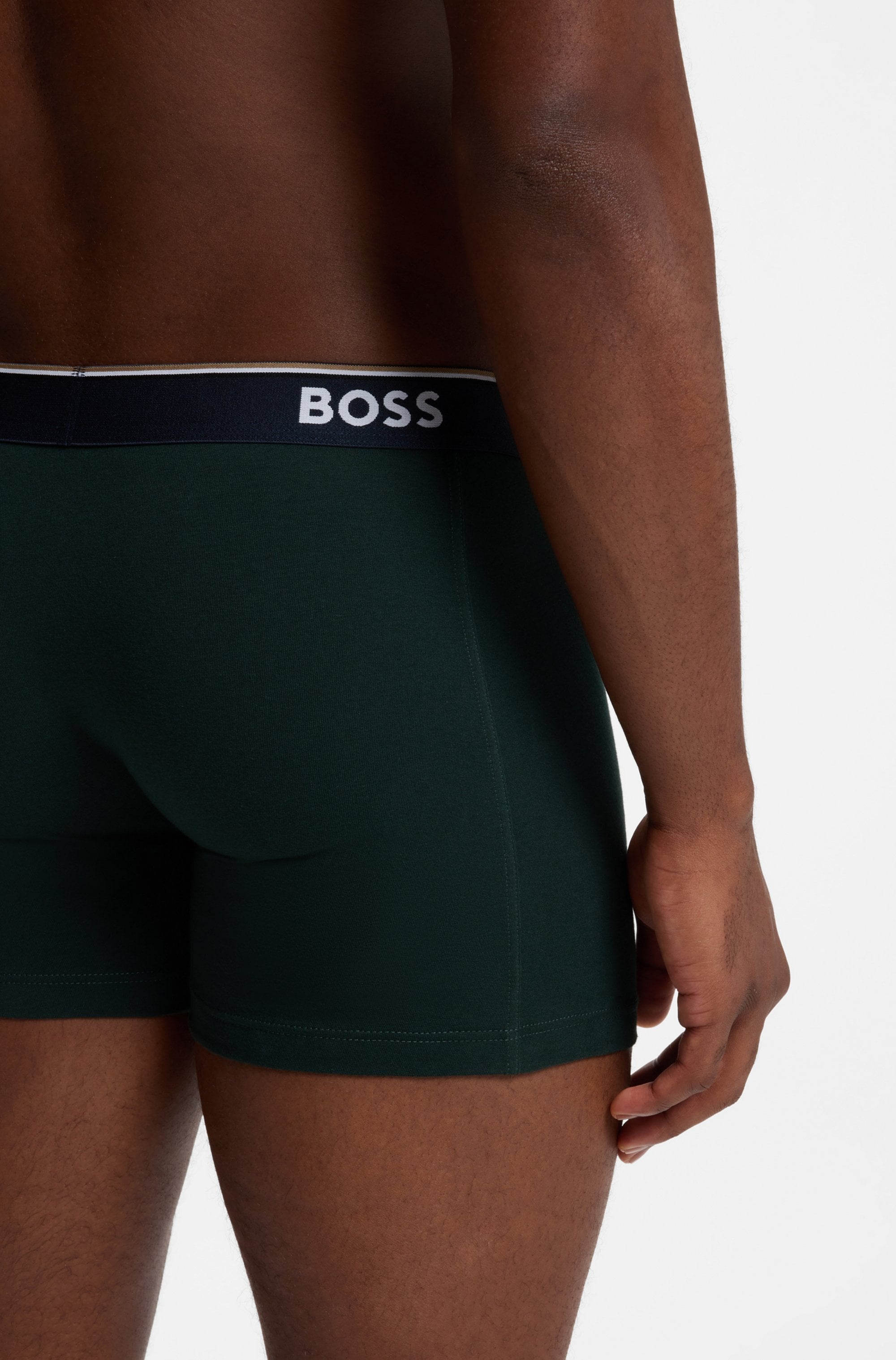 BOSS Boxershorts Packung, 3 Stk. längeres Bein, anliegend, aus Stretch-Baumwolle
