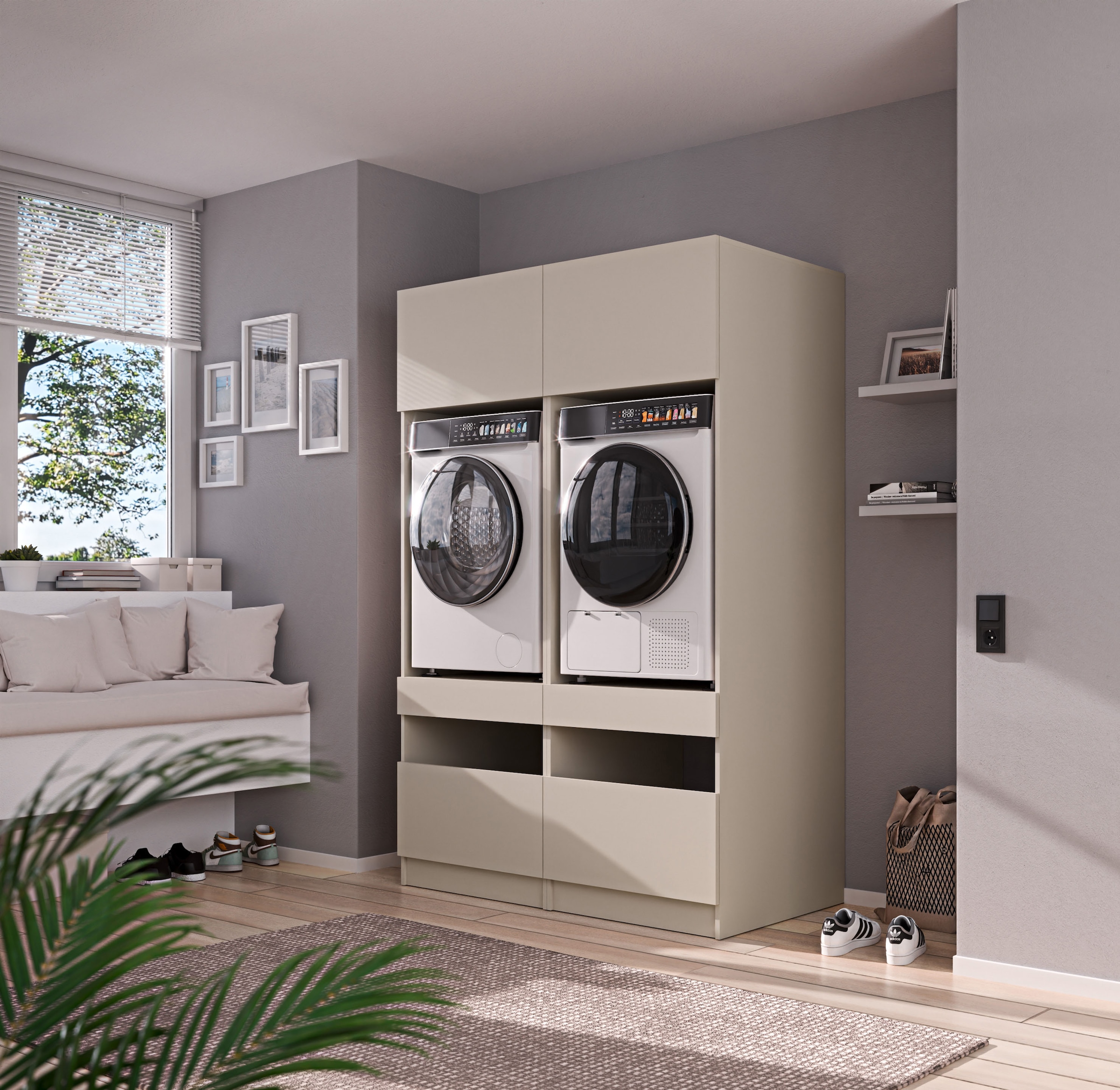 BASIC by Balculina Mehrzweckschrank-Set »Washhome B/T/H 135x68x200 cm« 2 Stk. tlg.