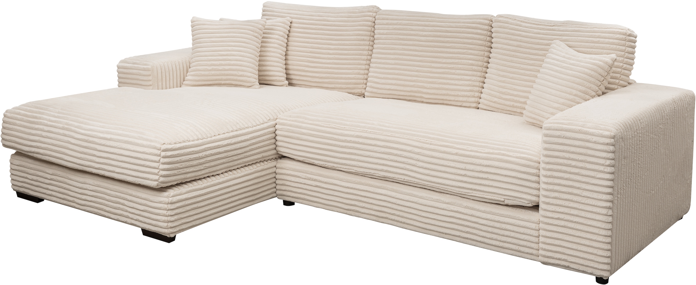 WERK2 Ecksofa »Eden modern und zeitlos, geschmackvolles Sofa, Breite 286cm, L-Form«, Design Ecksofa in Cord mit besonders weichem Sitzkomfort