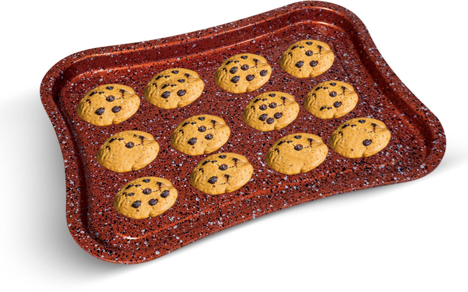 LIVINGTON Backblech »Super Crisper, 2-tlg., Doppelset«, Edelstahl-Silikon, (2 St.), Gitterkorb, Abtropfschale und Antihaft-Backblech in Einem