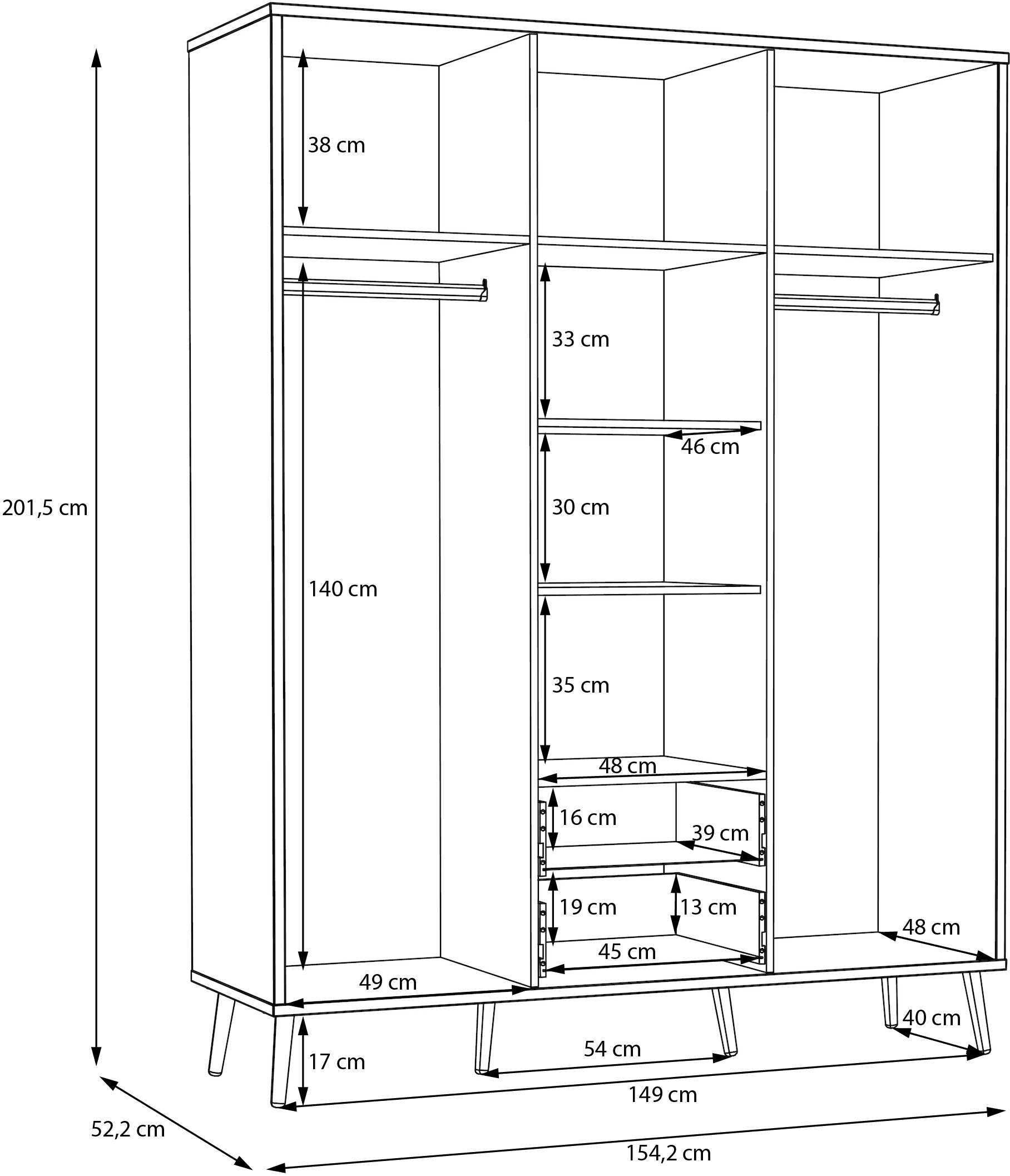 FORTE Kleiderschrank, (B/H/T ca. 94,5x185,6x52,2 cm), Salbei, Drehtürenschrank, Stauraum