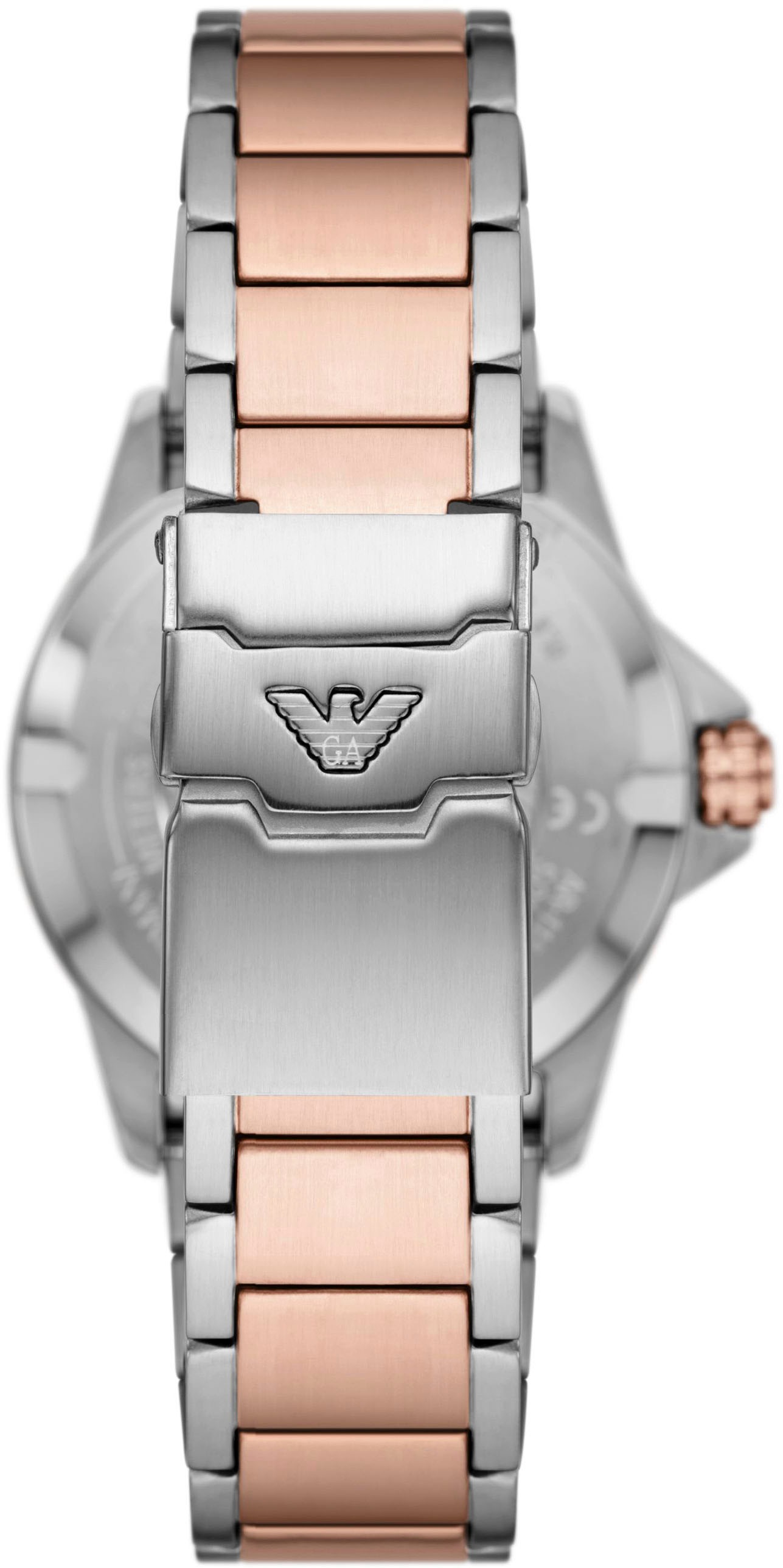 Emporio Armani Quarzuhr, Armbanduhr, Herren, GMT, Datum, bis 10 bar wasserdicht, Edelstahl