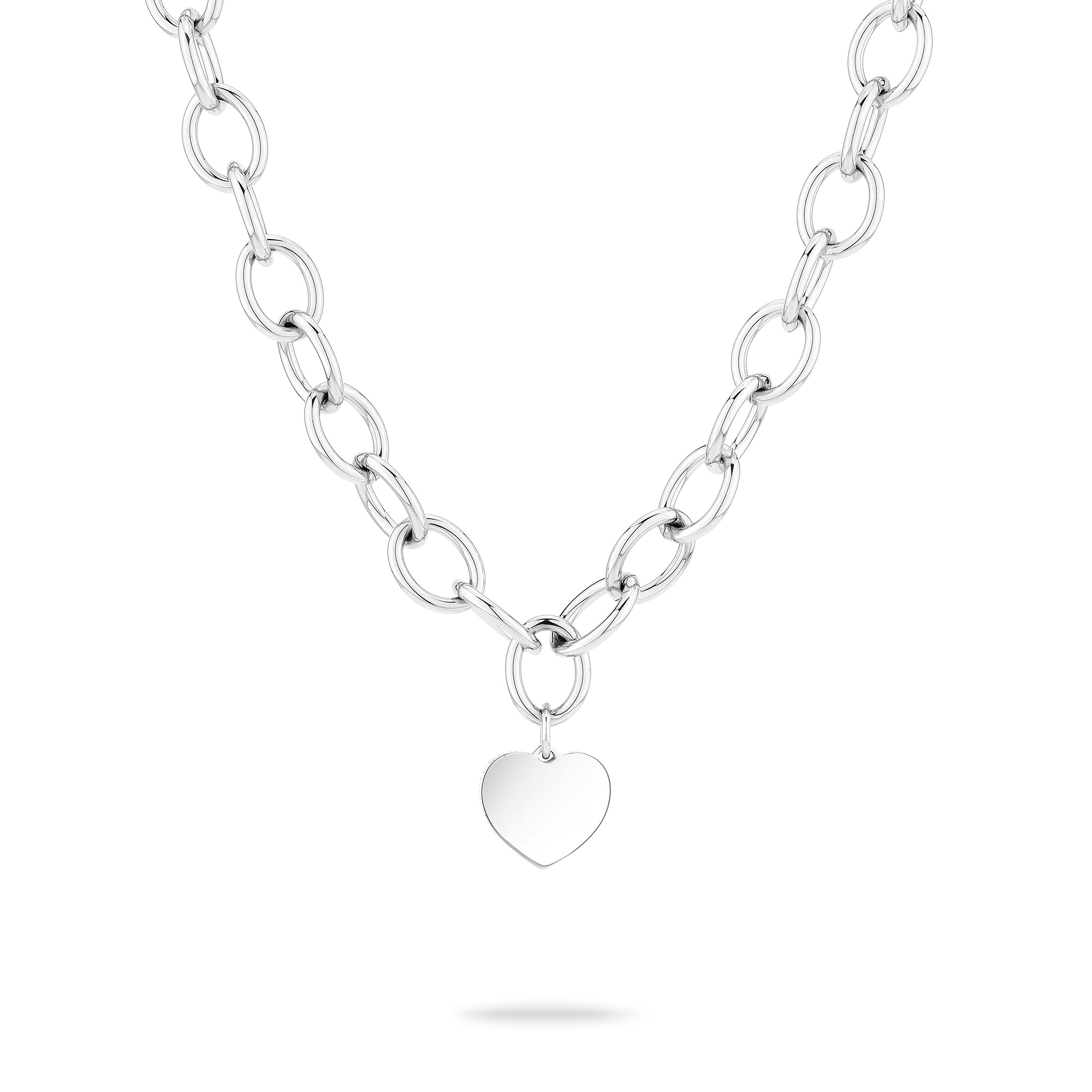 Kette mit Anhänger LIEBESKIND BERLIN "Schmuck Edelstahl My Heart Herz", silber (edelstahlfarben), Halsketten, Damen, Edelstahl, L: 45 B: 10mm, B:10mm