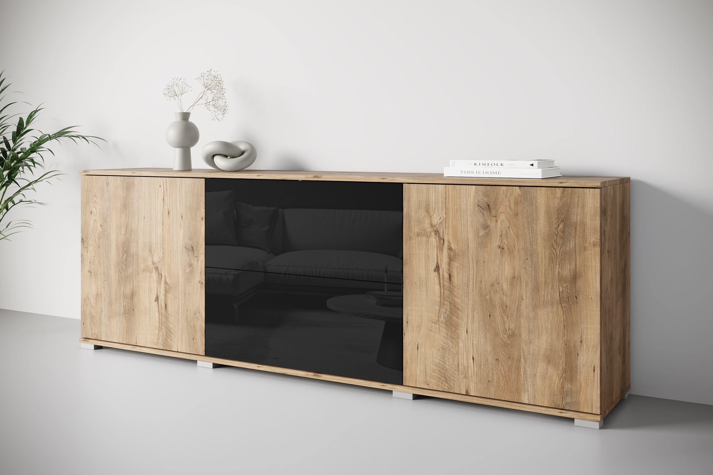 INOSIGN Lowboard »Kenia«, (1 St.), Der moderne TV-Schrank, mit 2 Türen und 2 Schubladen, Breite 180 cm