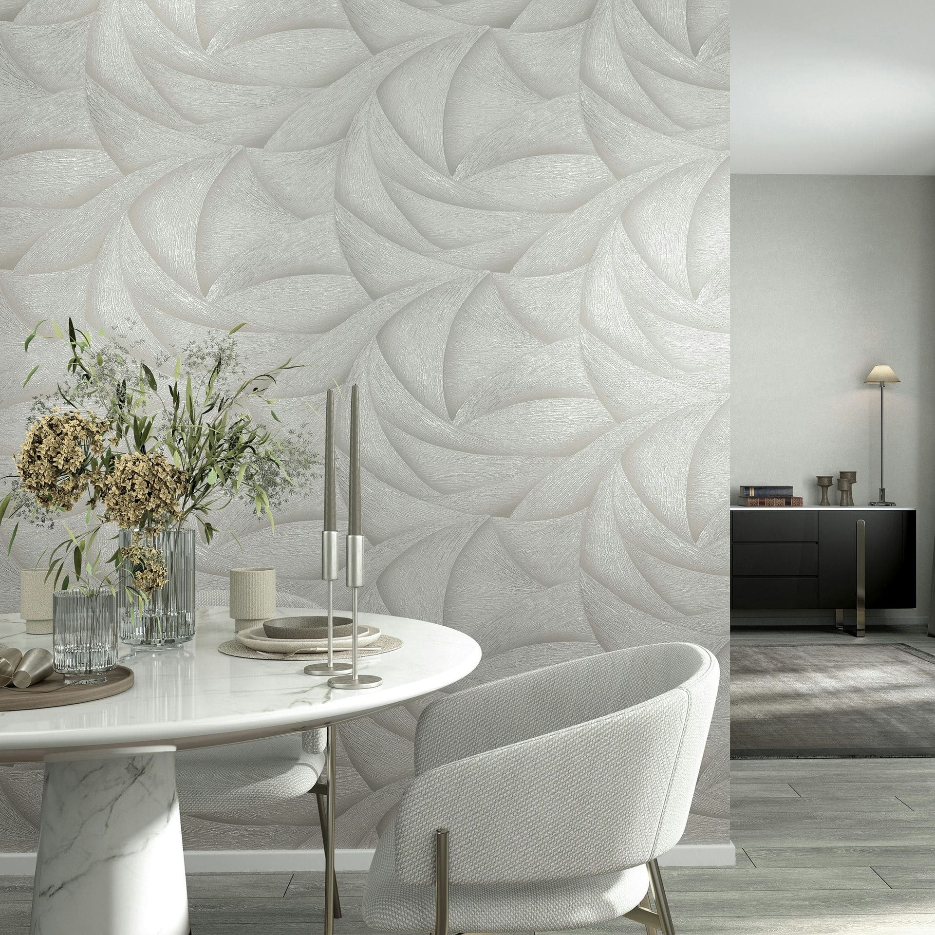 Marburg Vliestapete "Tapete Calm Waves" geometrisch geprägt moderne Vliestapete für Wohnzimmer Schlafzimmer Küche