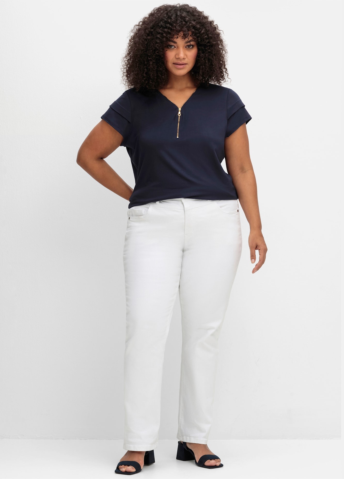 sheego by Joe Browns V-Shirt »Shirt«, (1 tlg.)