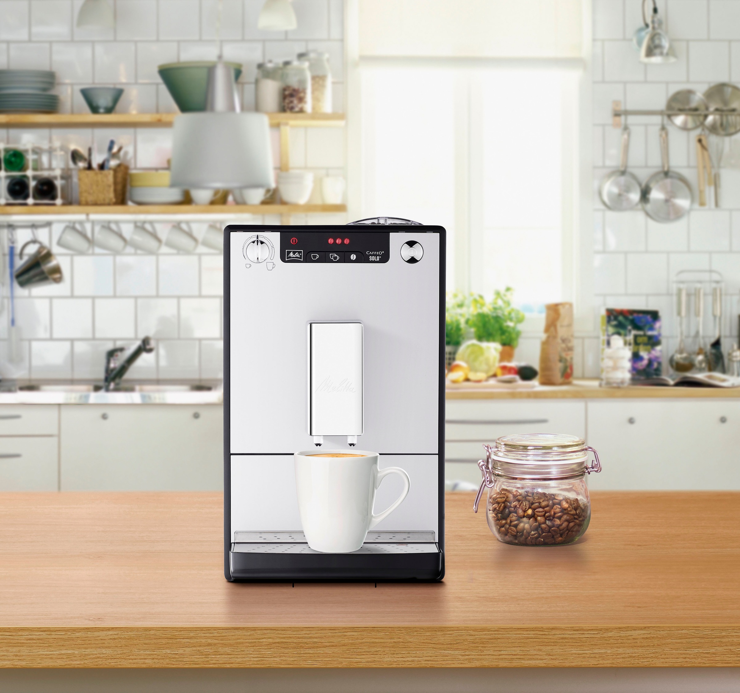 Melitta Kaffeevollautomat »Solo® E950-201, schwarz«, Perfekt für Café crème & Espresso, nur 20cm breit