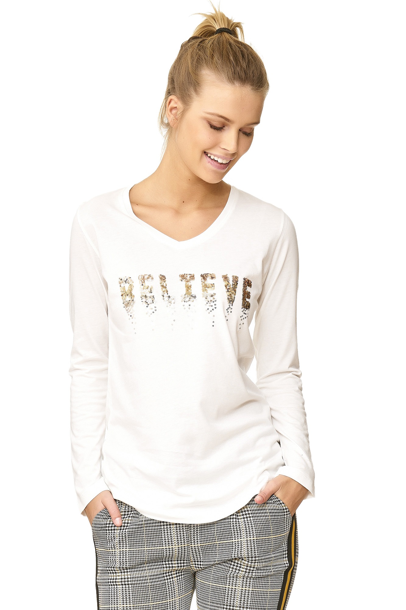 Langarmshirt »Believe«, mit Paillettenaufdruck