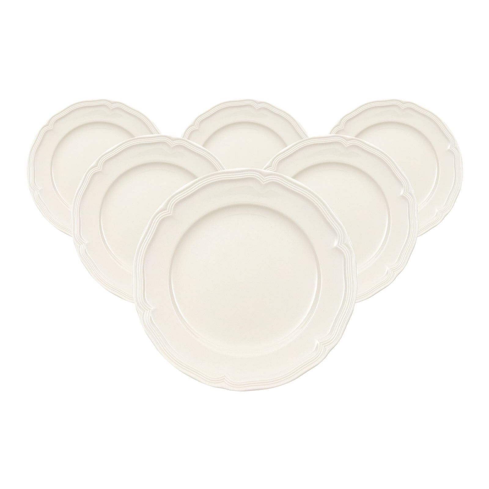 VILLEROY & BOCH Frühstücksteller "Frühstücksteller Manoir ø 20,7 cm 6er Set weiß", weiß, Speiseteller