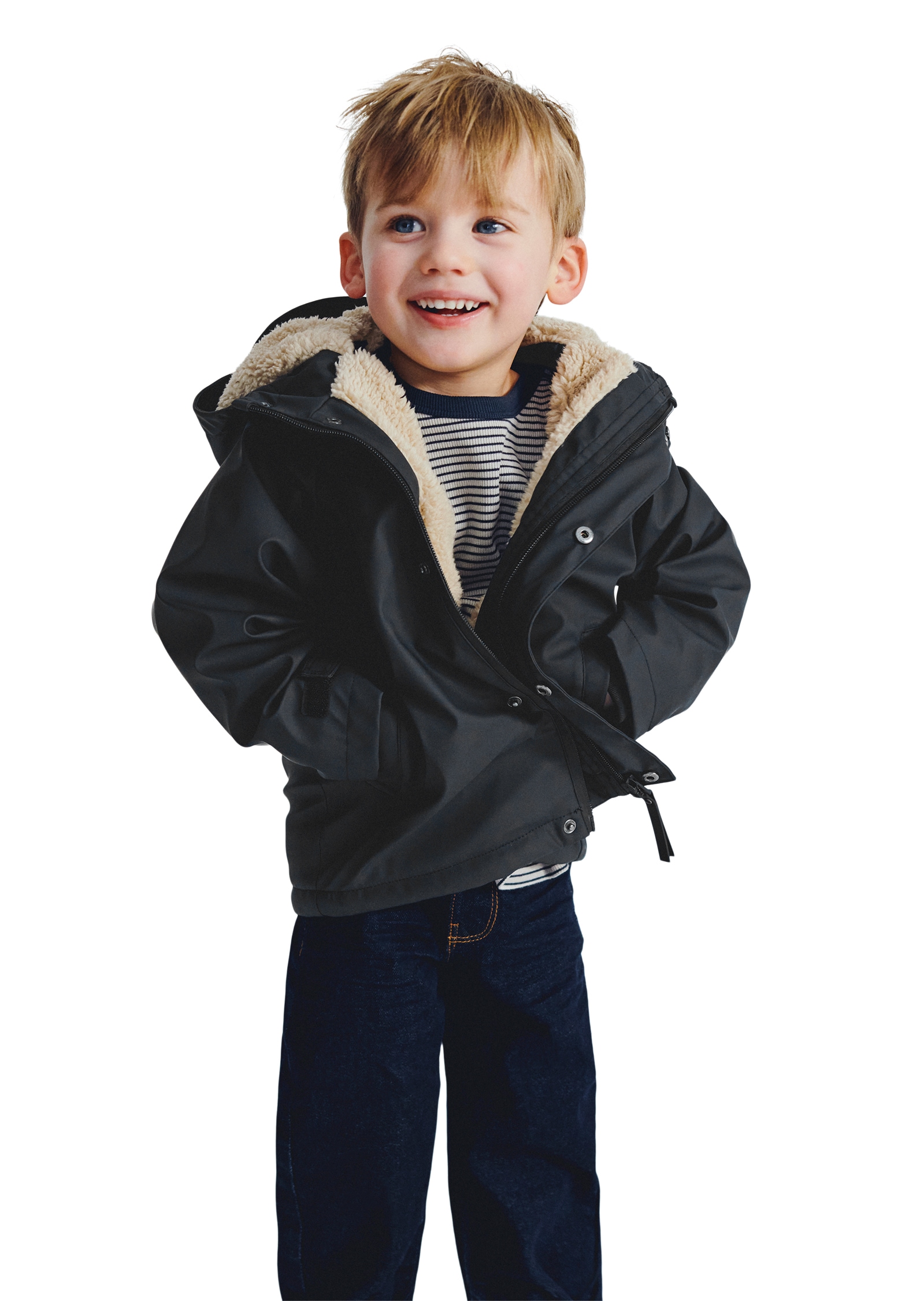 Marc O'Polo Outdoorjacke »mit flauschigem Teddyfell-Futter« mit Kapuze