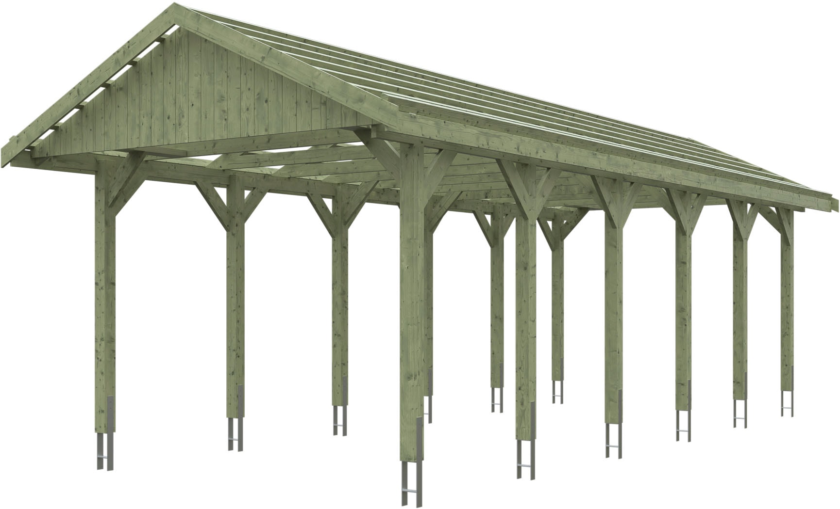 Skanholz Einzelcarport "Wallgau" Massivholz 291 cm Grün mit Dachlattung