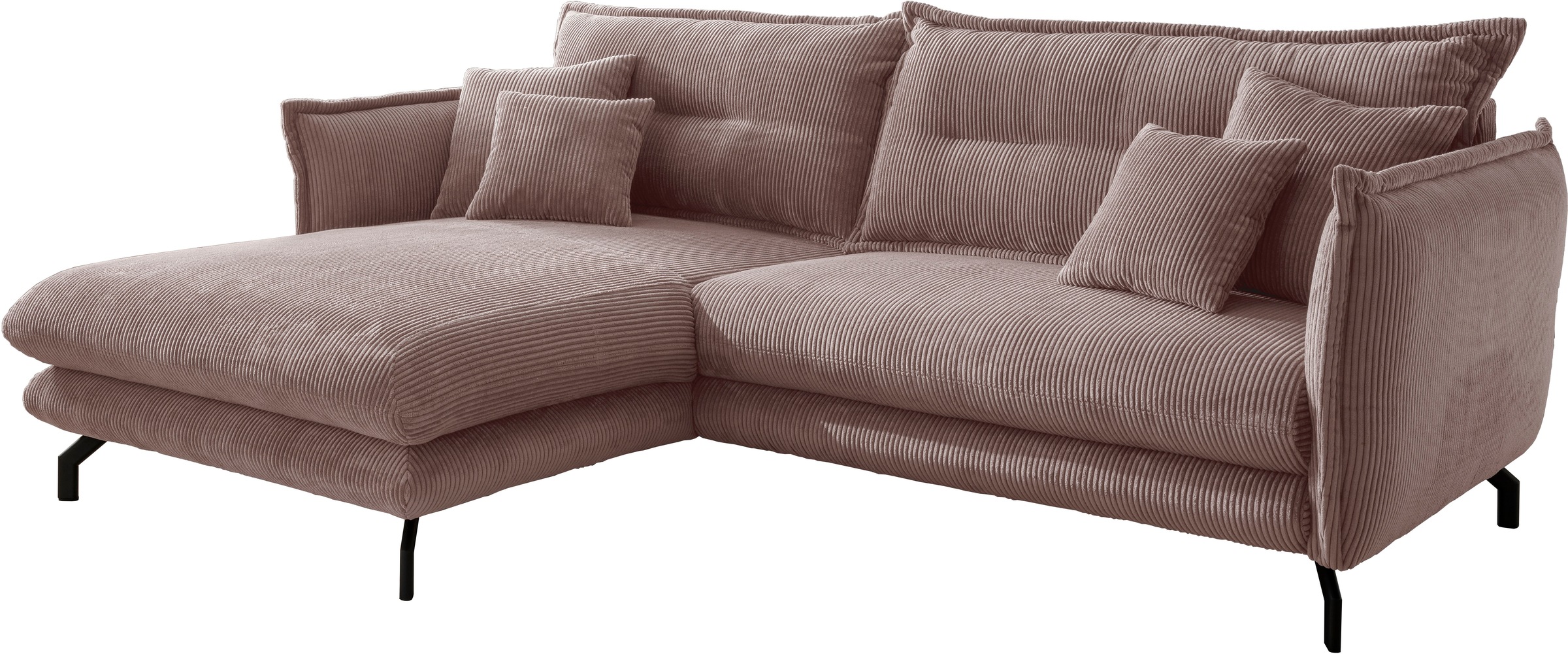 Home affaire Ecksofa »Lazio modern und bequem, schmale Armlehnen, tolle Detailverarbeitung« zwei verschiedene Fußfarben wählbar