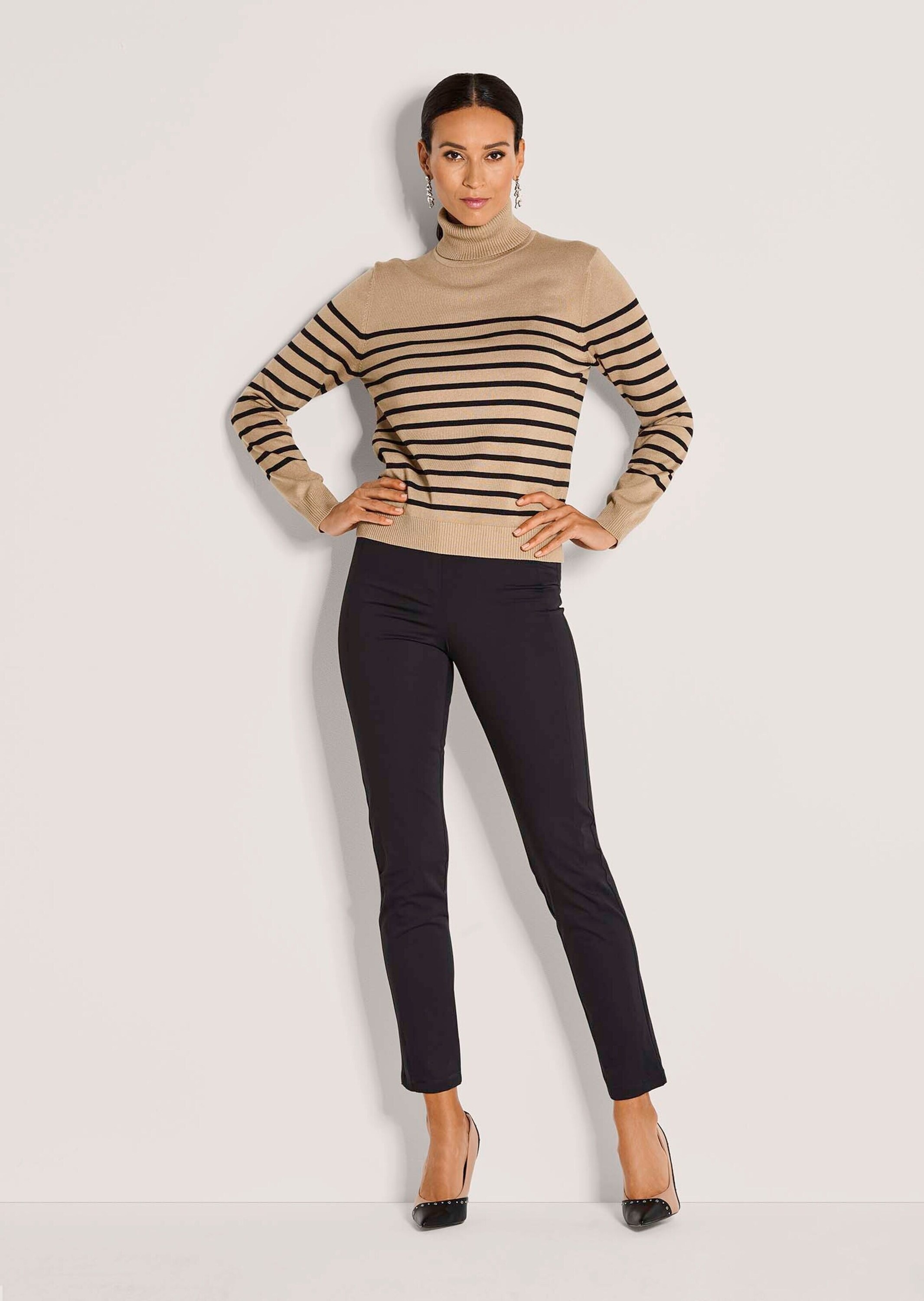 MADELEINE Longpullover "Strickpullover Eleganter Streifenpullover mit Stehk günstig online kaufen