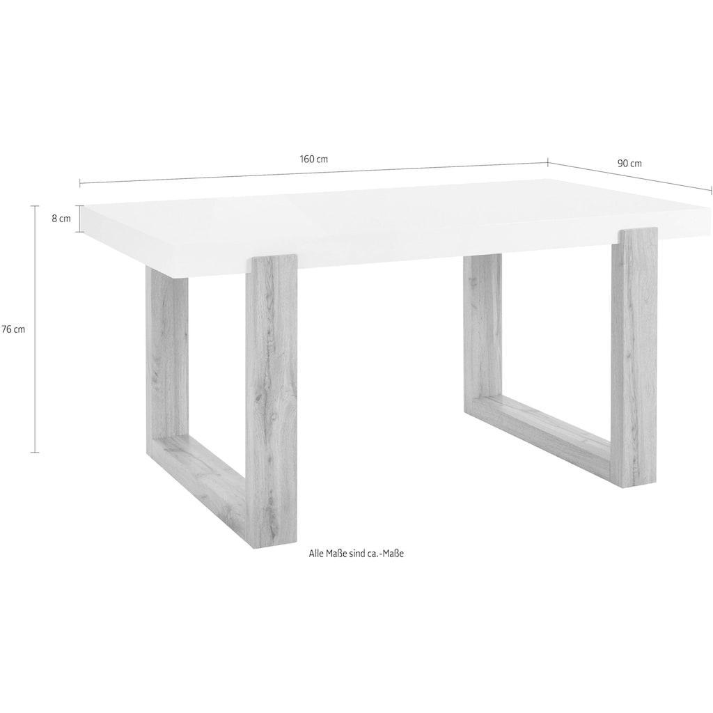 INOSIGN Esstisch »Solid«, weiße hochglanzfarbene Tischplatte, in zwei verschiedenen Größen