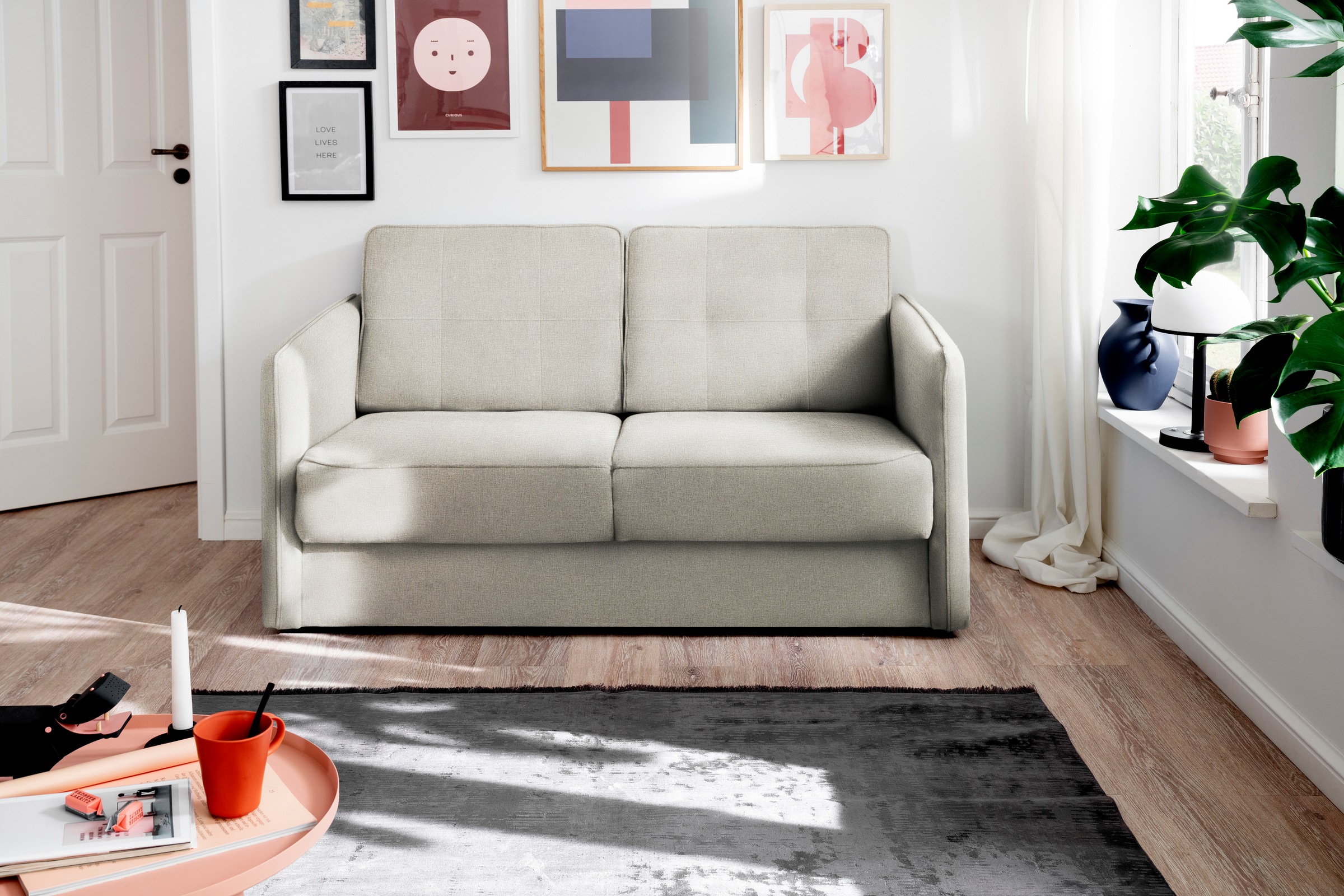 Home affaire Schlafsofa "Milano Einzelauszug, Schlaffunktion, schmale Armlehnen, Breite 147cm" zwei einzeln ausziehbare Liegefunktionen