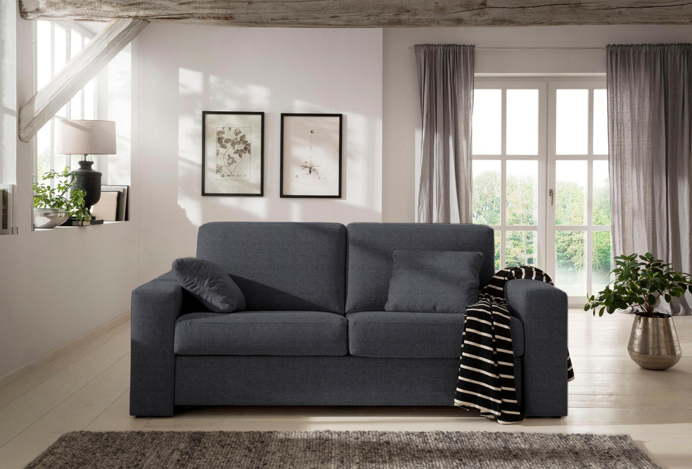 Home affaire Schlafsofa »Roma Matratzenhöhe 14 cm«, Dauerschlaffunktion, mit Unterfederung, Lattenrost, Matratze
