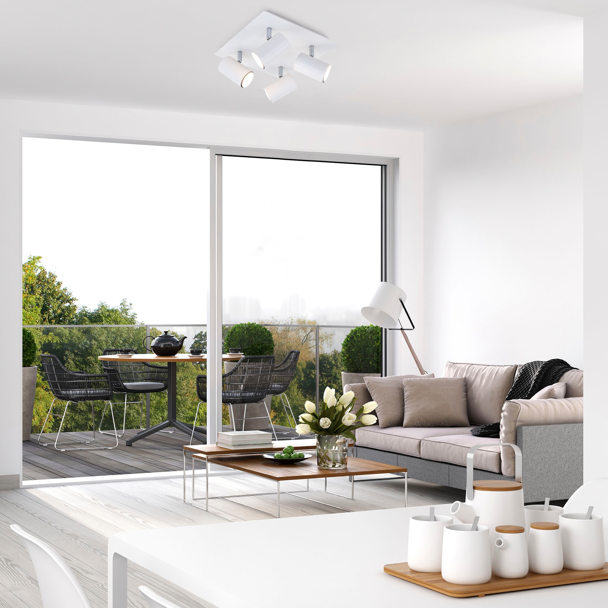 Briloner Leuchten LED Deckenspots »2857046 Run«, Leuchtmittel GU10 | ohne Leuchtmittel, Deckenlampe, 26,5x26,5x12,3cm, Weiß, max.40W, GU10, Wohnzimmer, Flur