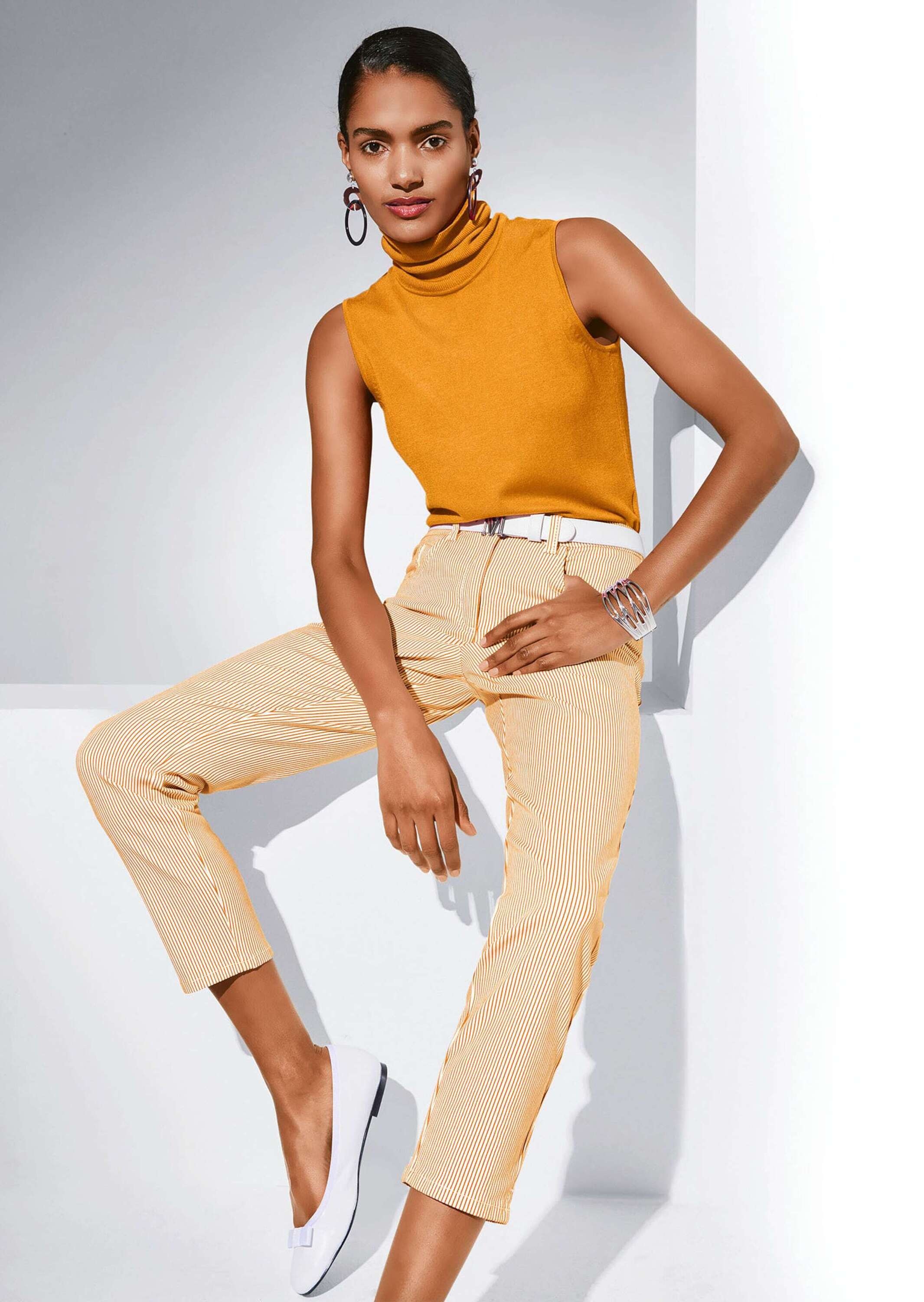 MADELEINE Regular-fit-Jeans »Jeans Fein gestreifte Jeans«