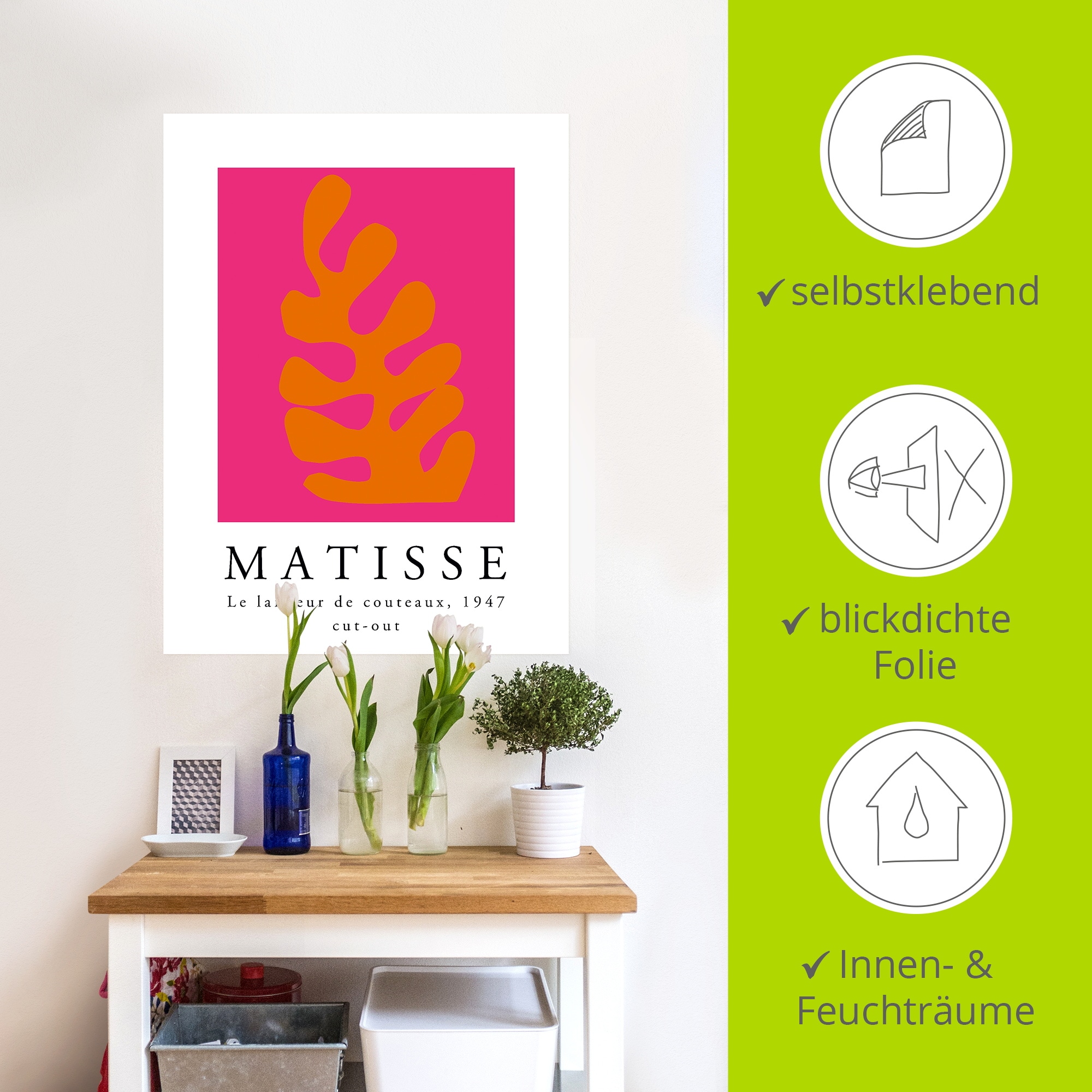 Artland Wandbild »Matisse der Messerwerfer - orange« Muster 1 Stk. tlg. als Alubild, Leinwandbild, Poster, Wandaufkleber in verschied. Größen