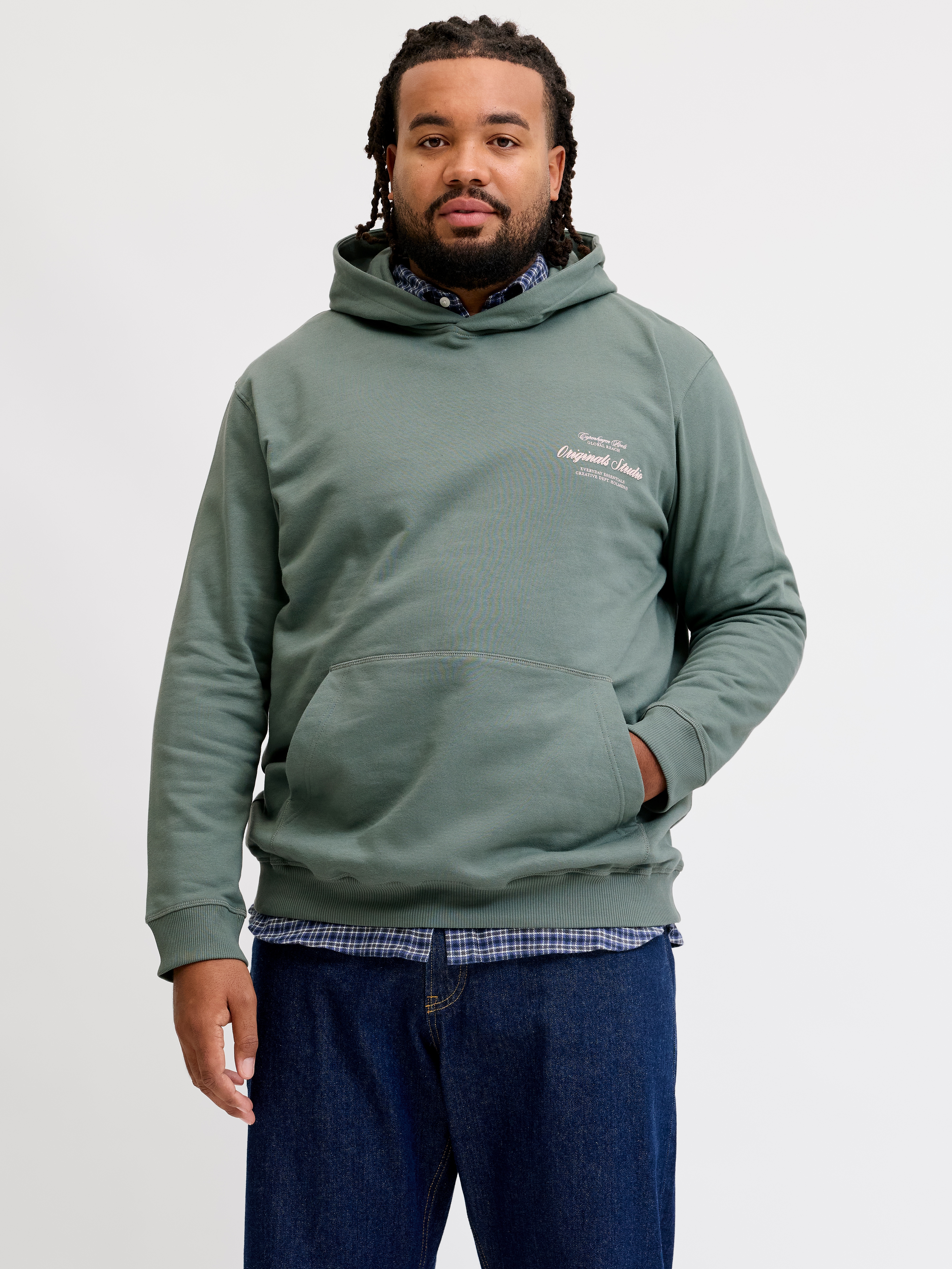 Jack & Jones PlusSize Kapuzensweatshirt "JORNORREBRO TYPO BACK SWEAT HOOD PLS", Baumwollmischung, regular fit